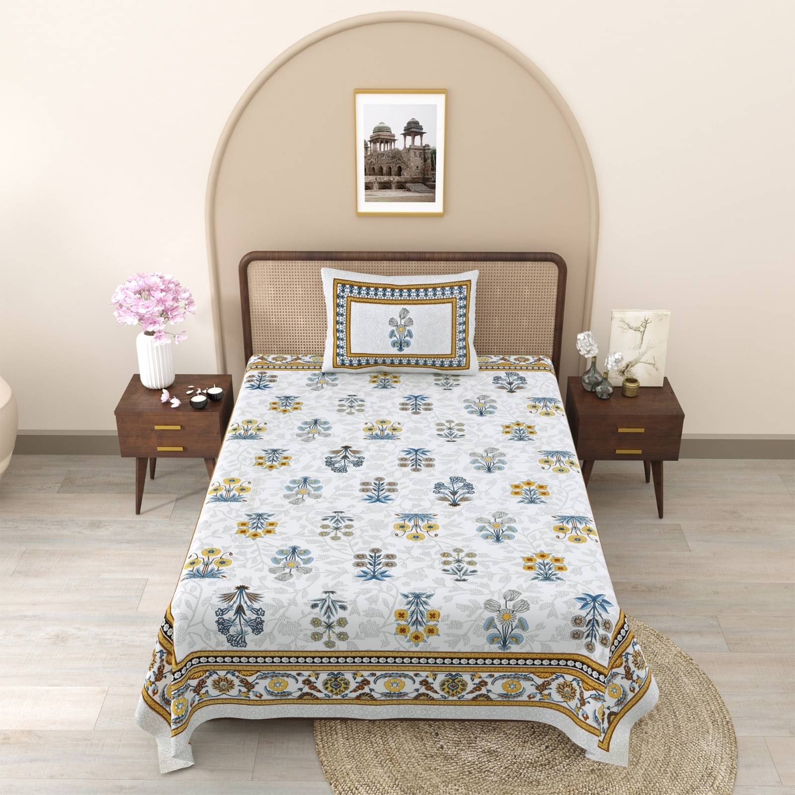 Shubastik Cotton 1 Single Bedsheet with 1 Pillow Cover ( Yellow )     			Shubastik Cotton 1 Single Bedsheet with 1 Pillow Cover ( Yellow )