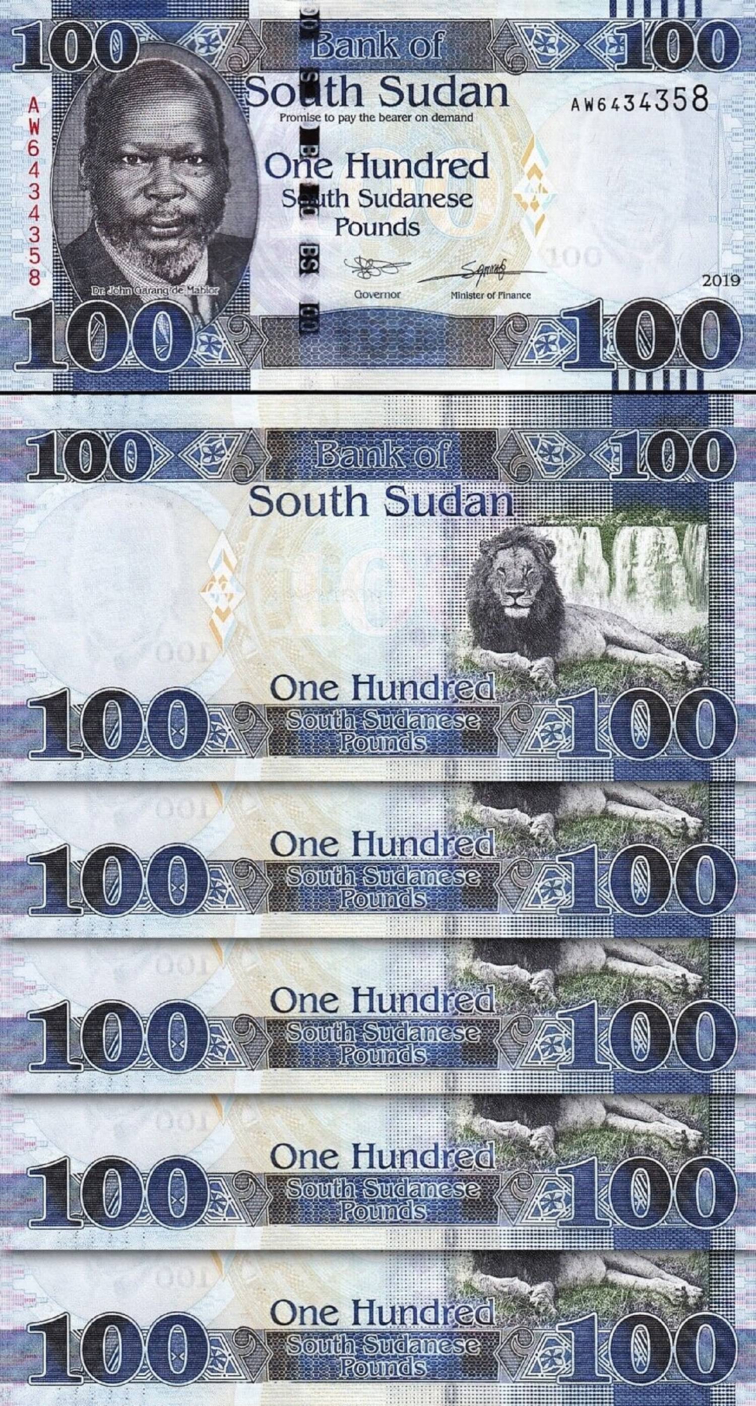 South Sudan 100 Pounds Consecutive Serial 5 Notes in Top Grade Gem UNC South Sudan 100 Pounds Consecutive Serial 5 Notes in Top Grade Gem UNC