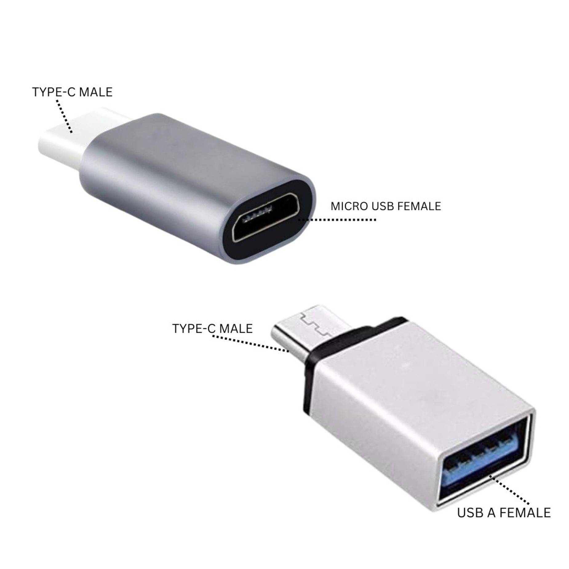     			THRFITKART - 2PC Converter combo , (1pc) type-c to V8 and (1pc) type-c to USB, adapter.
