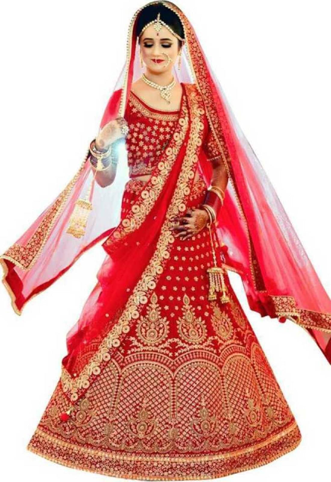 Trijal Fab Red Silk Circular Semi Stitched Lehenga Single Trijal Fab Red Silk Circular Semi Stitched Lehenga Single