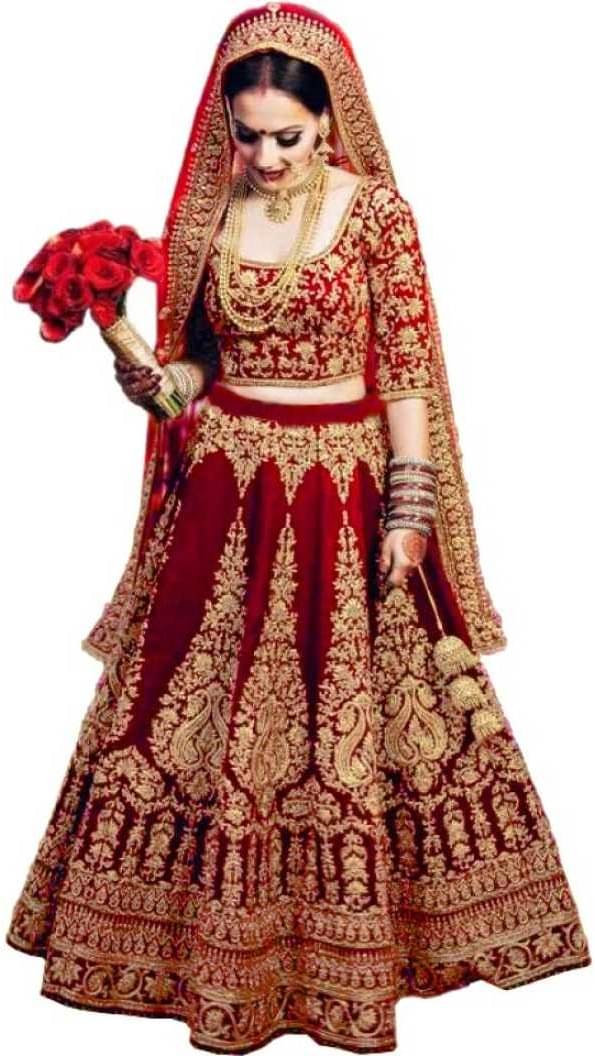     			Trijal Fab Red Silk Circular Semi Stitched Lehenga Single