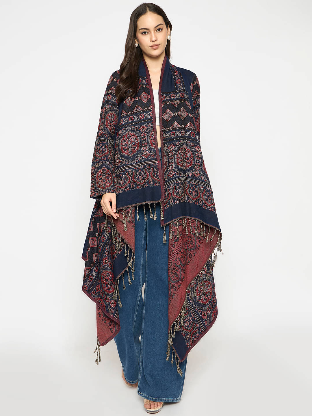     			VIAZAA Cotton Women's Shrugs - Navy ( Single )