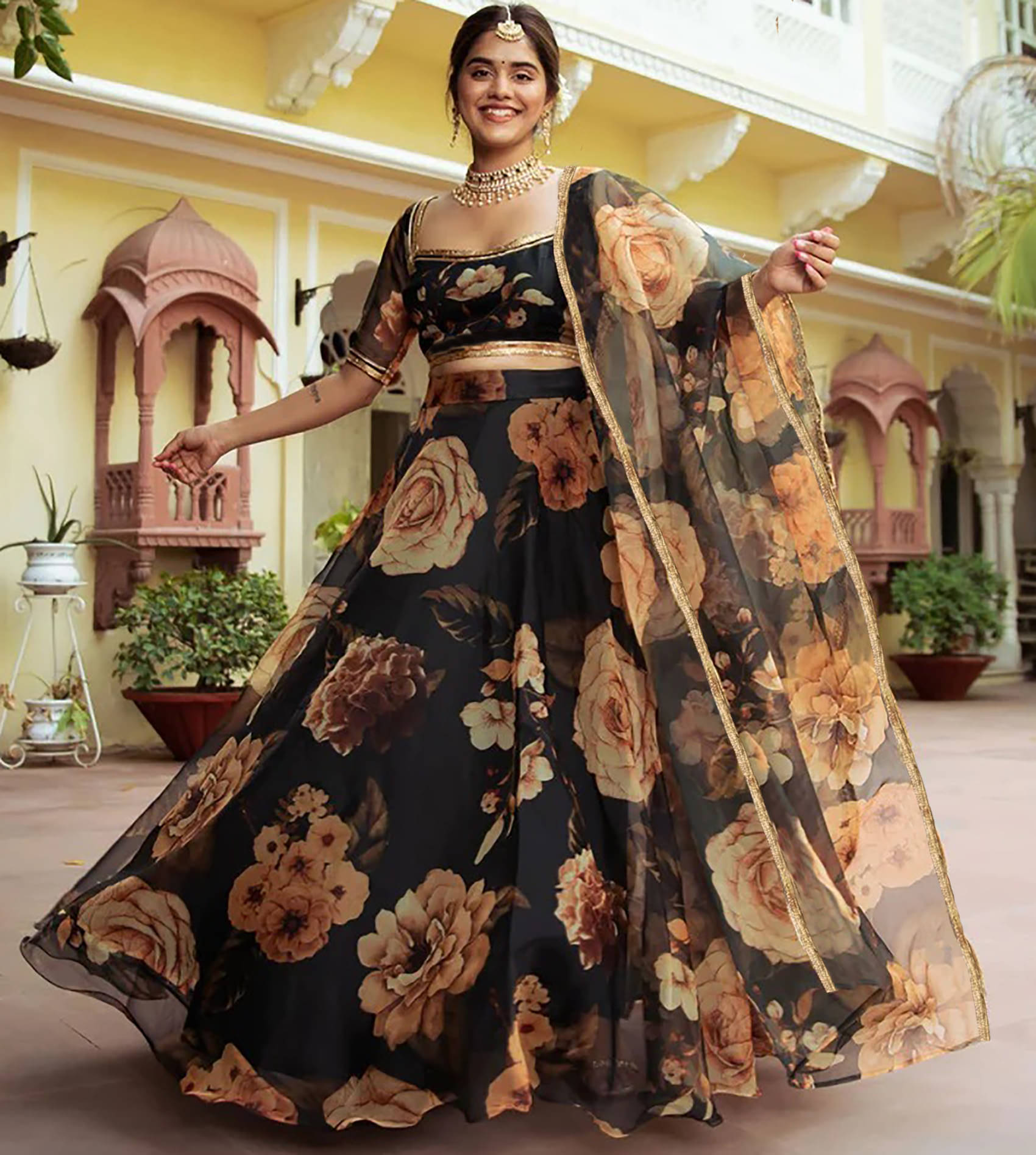 kedar fab Blue Silk Circular Semi Stitched Lehenga Single kedar fab Blue Silk Circular Semi Stitched Lehenga Single