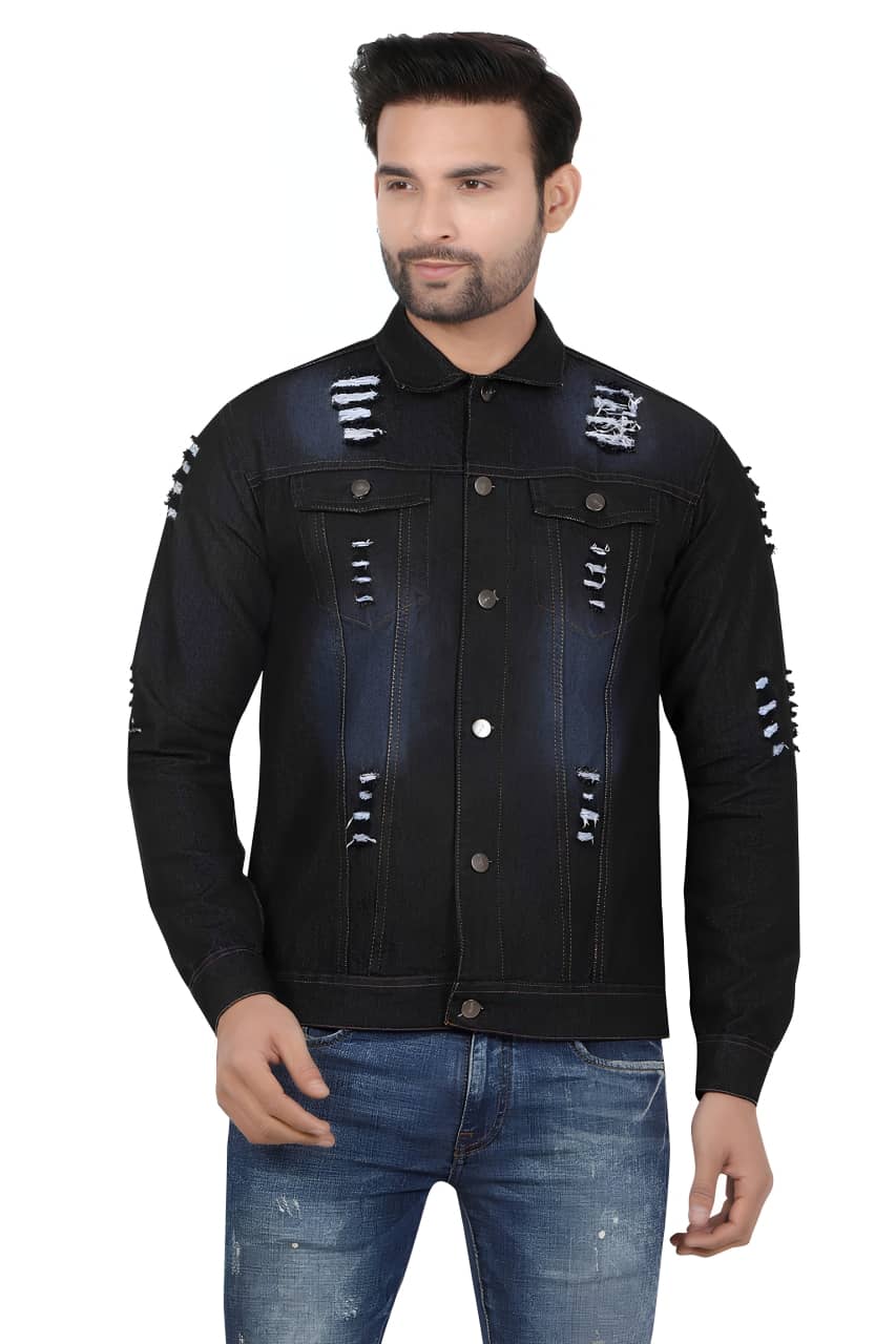 ARBIA FUNKI Denim Men's Denim Jacket - Black ( Pack of 1 ) - Jackets & Coats | Buy online on ZillyBuy