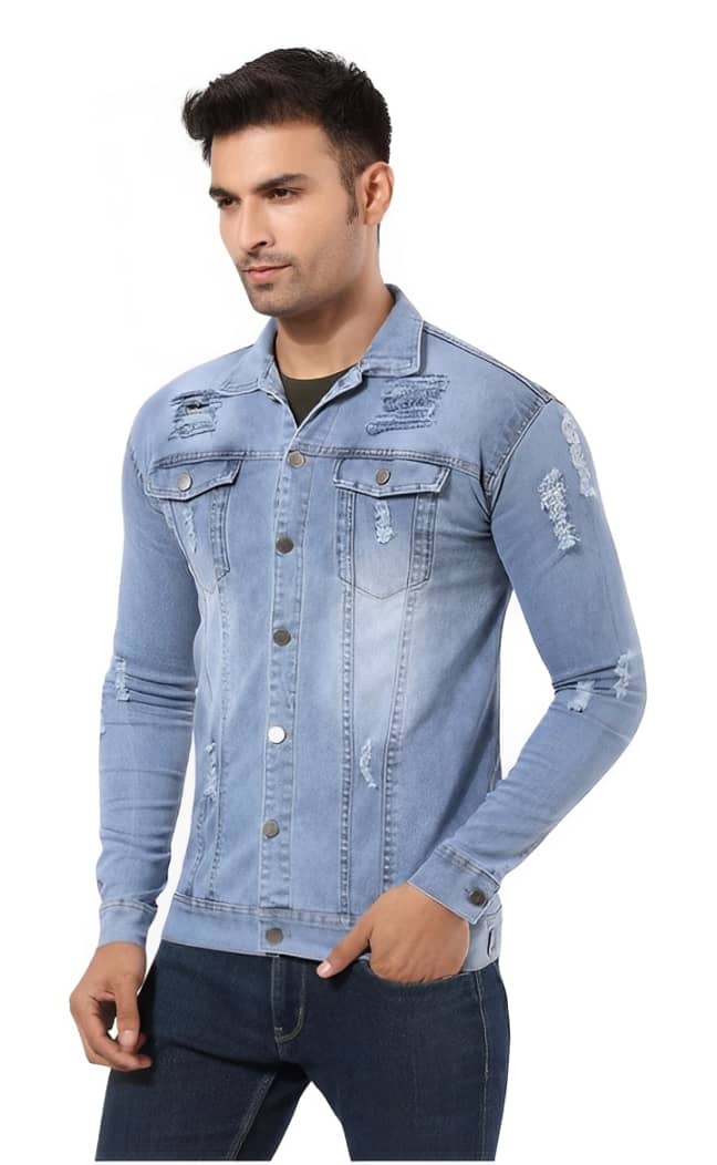 ARBIA FUNKI Denim Men's Denim Jacket - Light Blue ( Pack of 1 ) - Jackets & Coats | Buy online on ZillyBuy