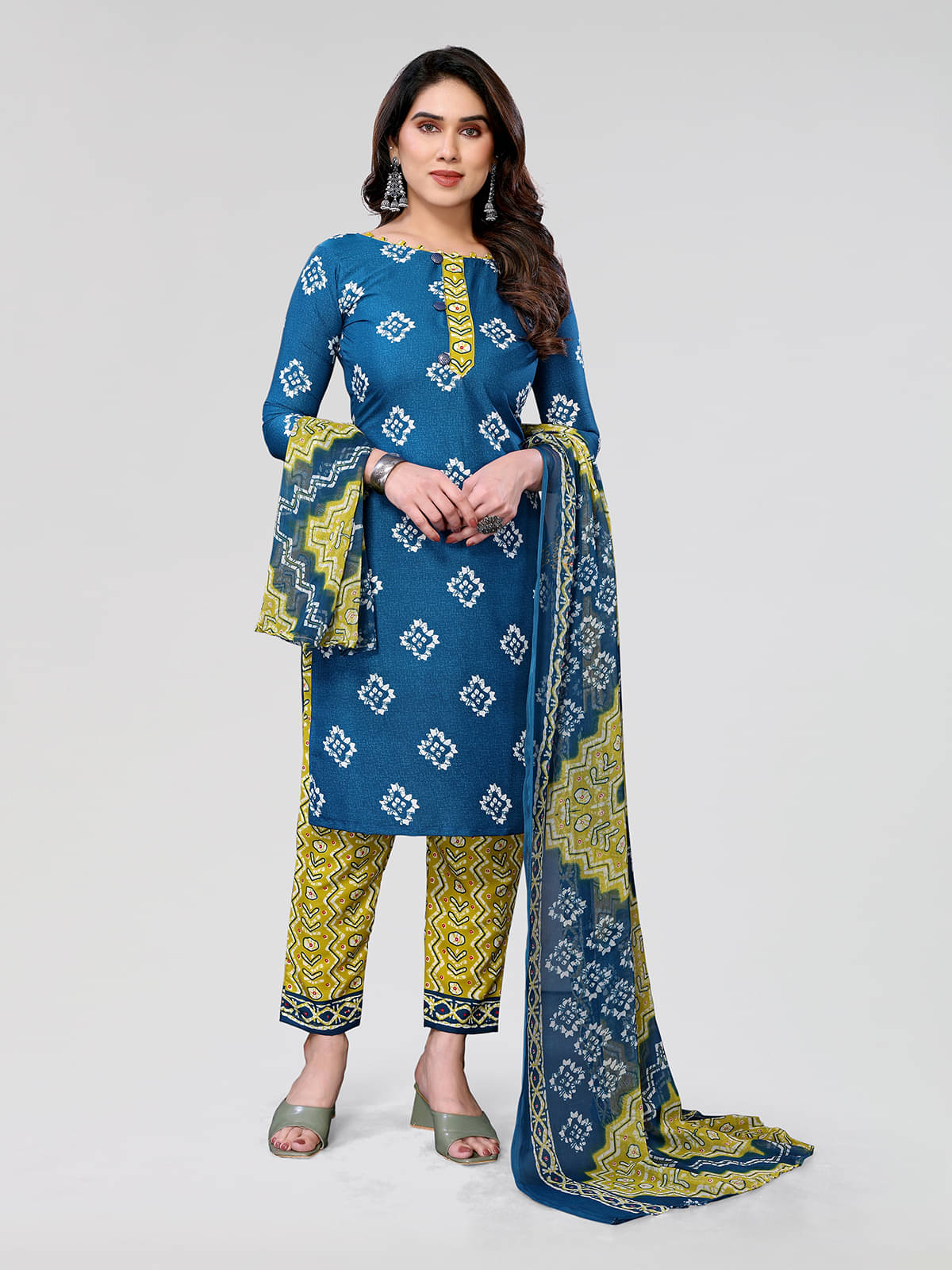 Anand Unstitched Crepe Printed Dress Material - Blue ( Pack of 1 ) Anand Unstitched Crepe Printed Dress Material - Blue ( Pack of 1 )
