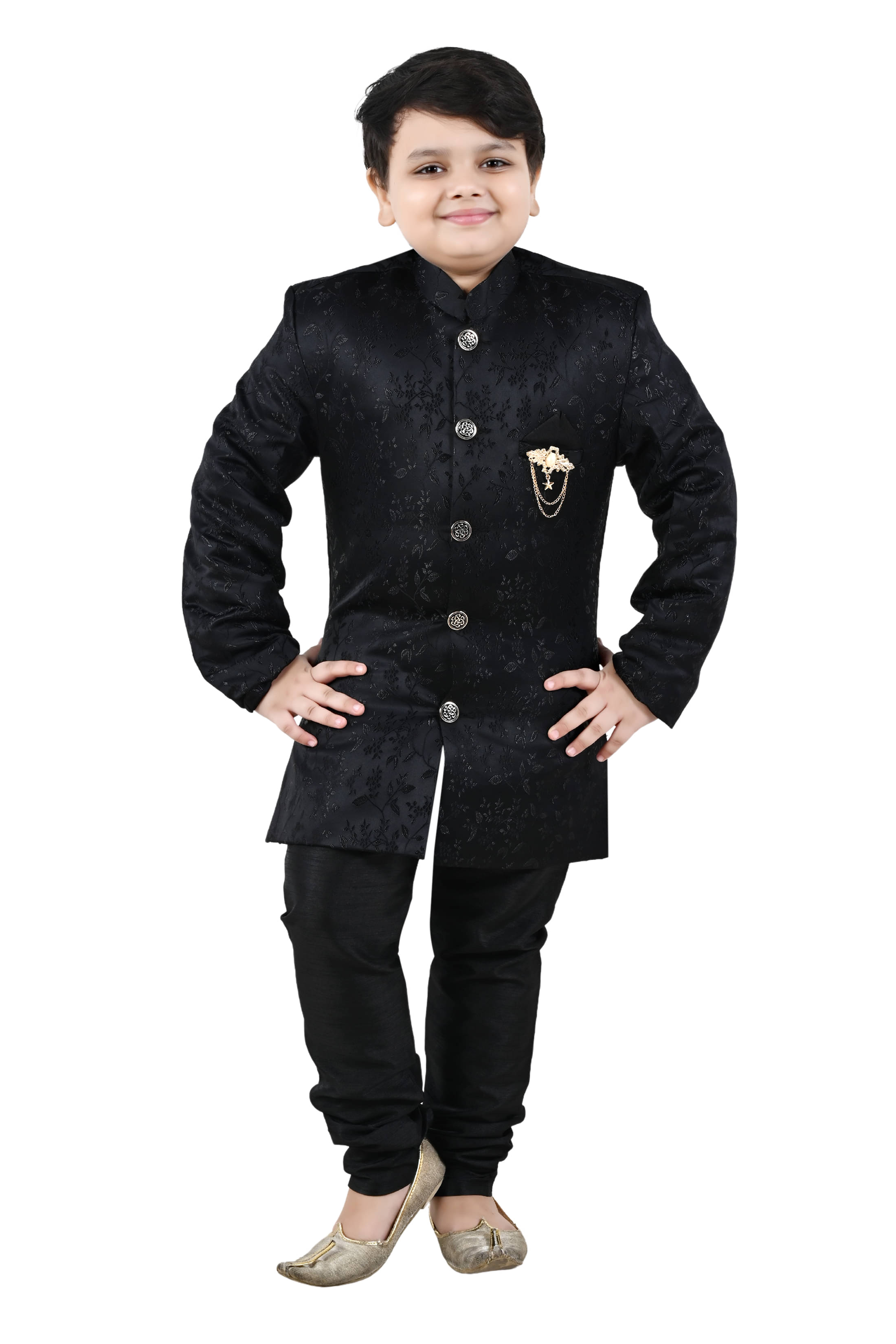     			Arshia Fashions Boys Viscose Ethnic - Pattern Sherwani ( Black , Pack of 1 )