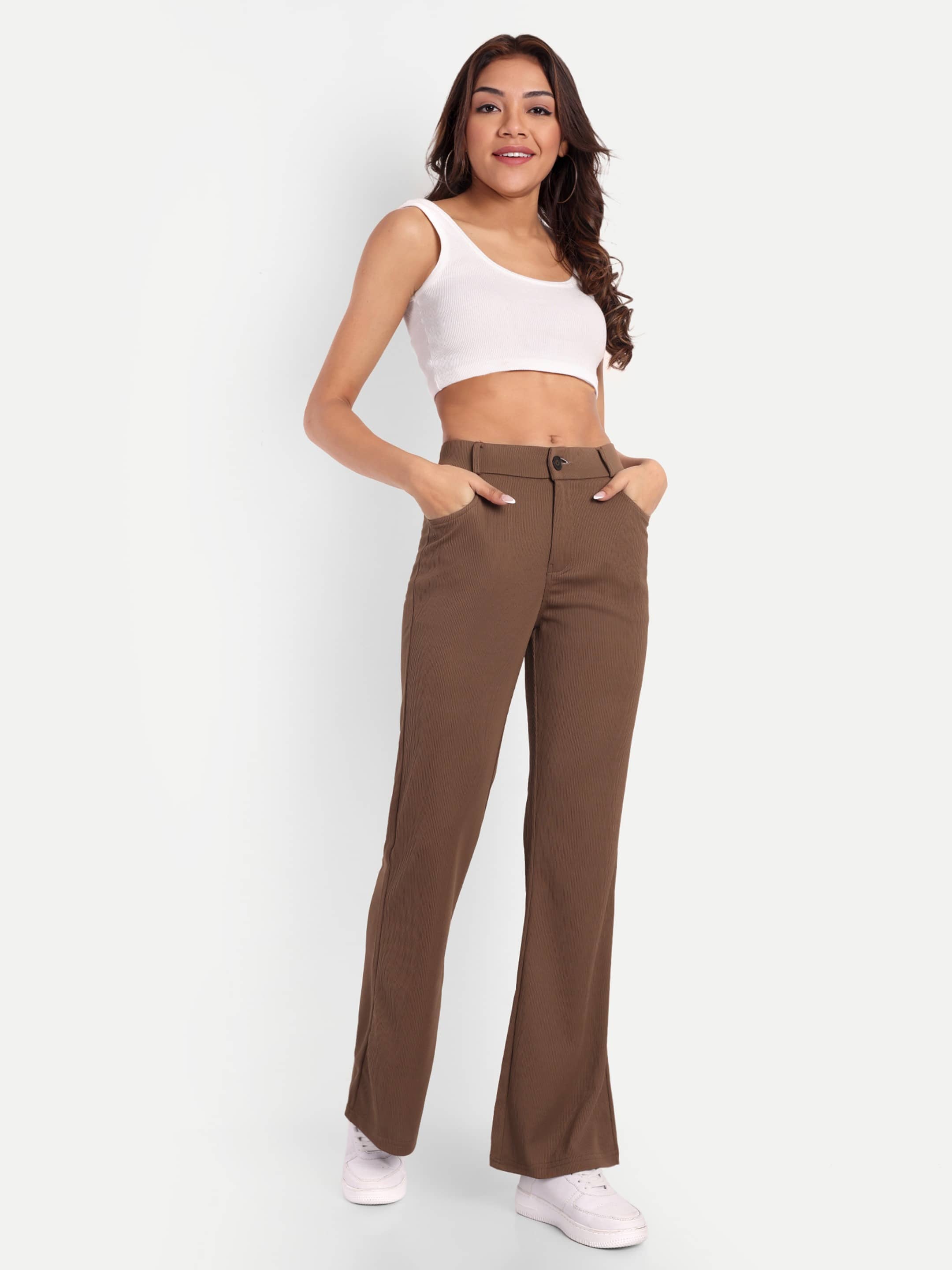 Broadstar Pack of 1 Corduroy Bootcut Women's Bootcut Pants ( Brown ) - Trousers | Buy online on ZillyBuy
