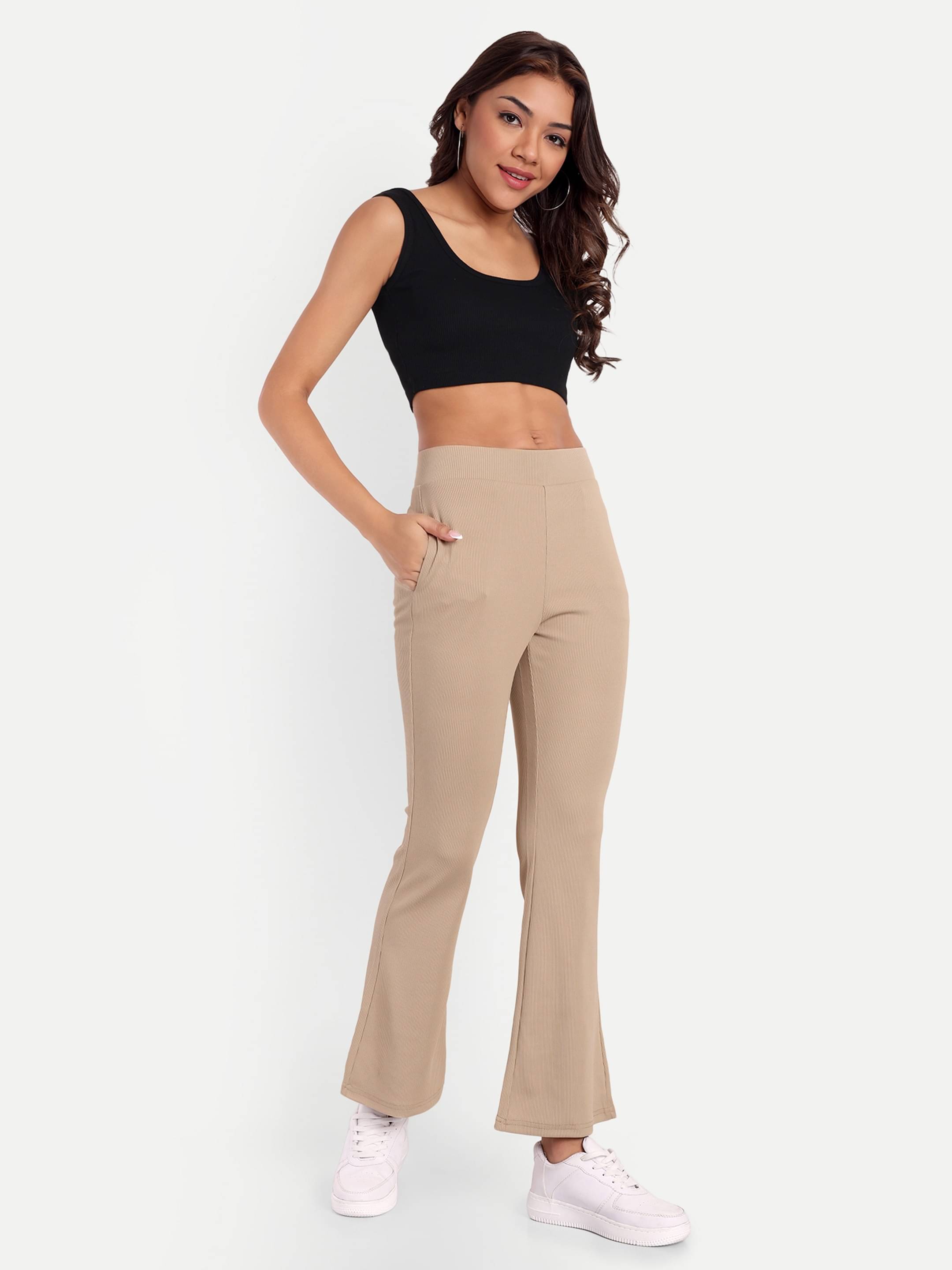     			Broadstar Pack of 1 Corduroy Bootcut Women's Bootcut Pants ( Beige )