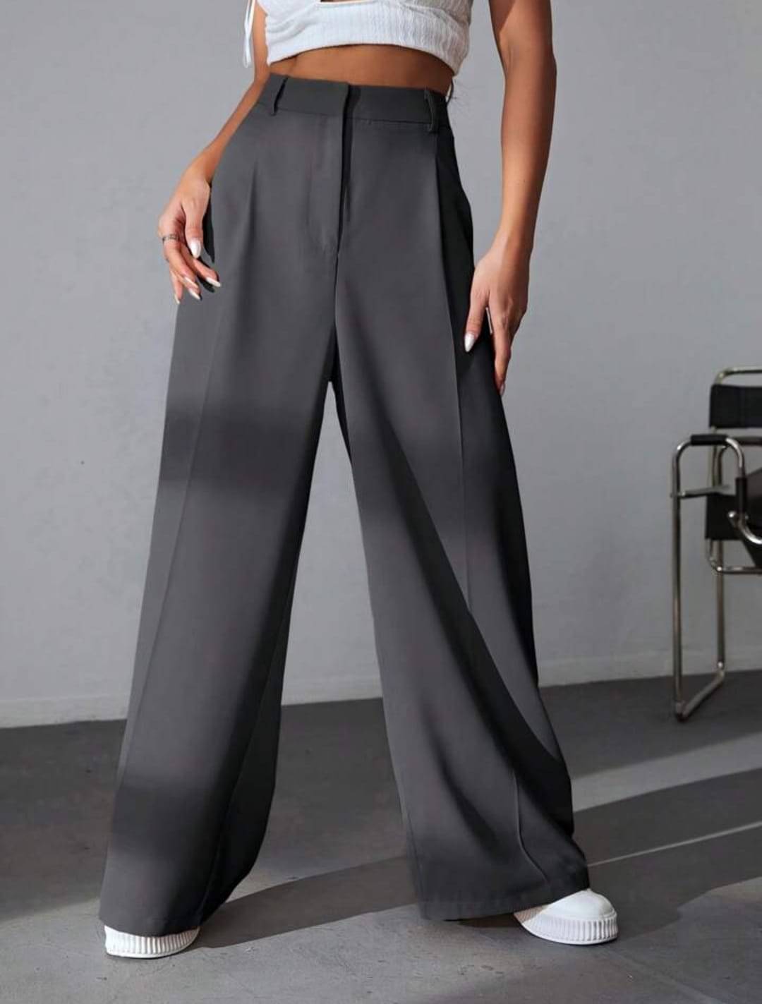     			Broadstar Pack of 1 Polyester Baggy Women's Casual Pants ( Dark Grey )