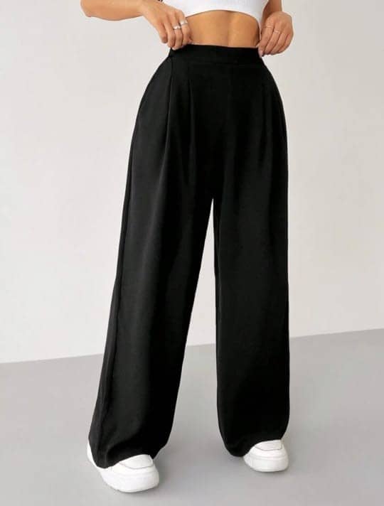 Broadstar Pack of 1 Polyester Wide Leg Women's Casual Pants ( Black ) - Trousers | Buy online on ZillyBuy
