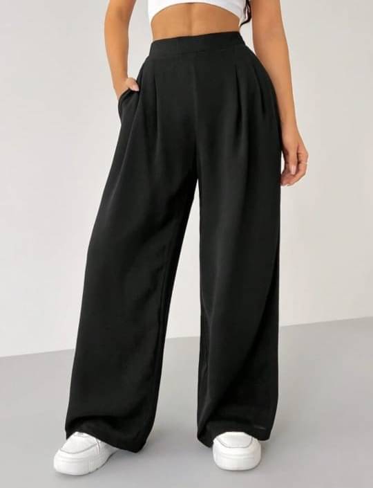     			Broadstar Pack of 1 Polyester Wide Leg Women's Casual Pants ( Black )