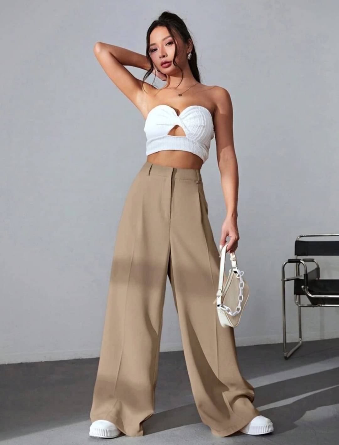     			Broadstar Pack of 1 Polyester Baggy Women's Casual Pants ( Beige )