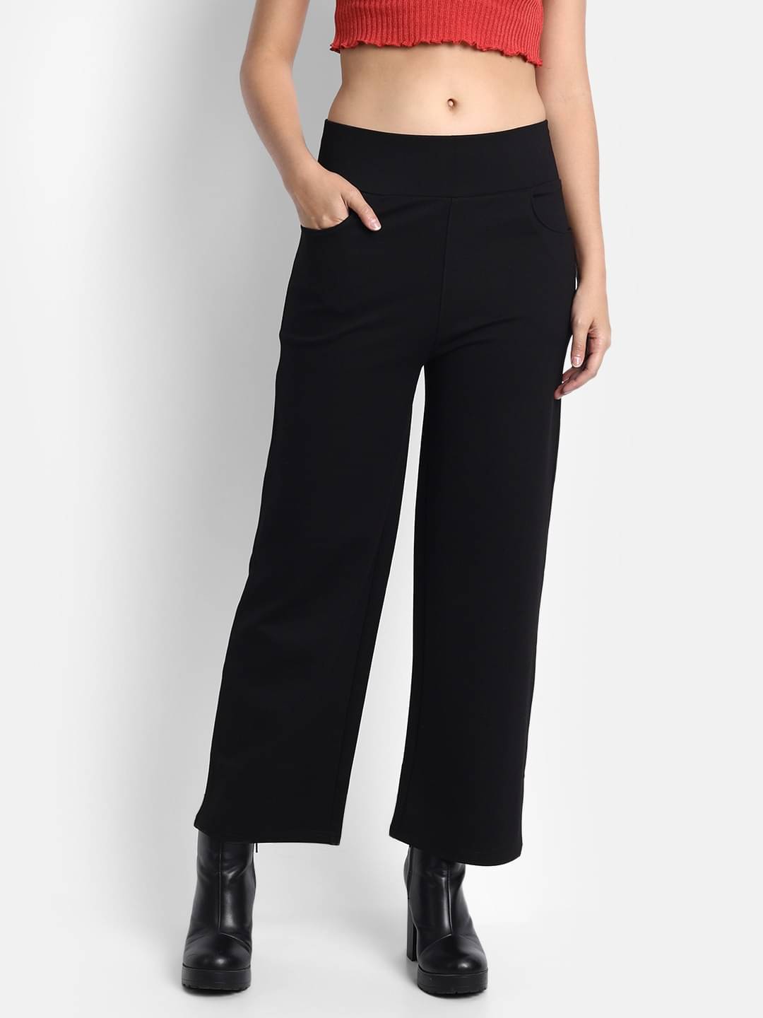     			Broadstar Pack of 1 Polyester Straight Women's Casual Pants ( Black )