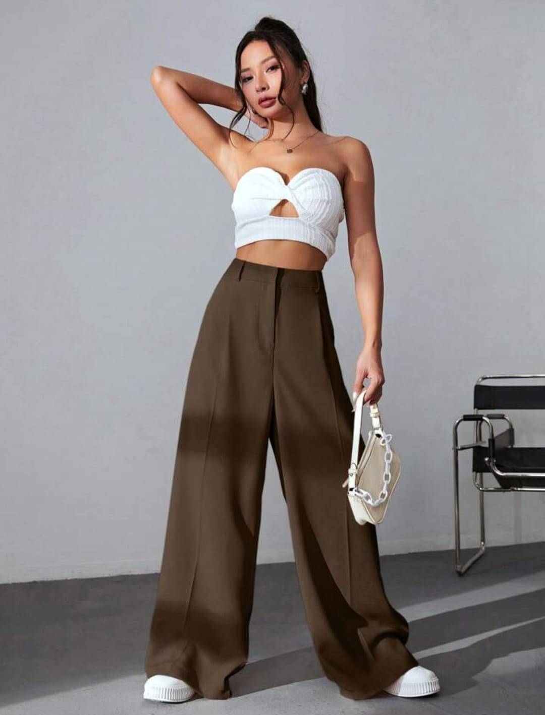     			Broadstar Pack of 1 Polyester Baggy Women's Casual Pants ( Brown )