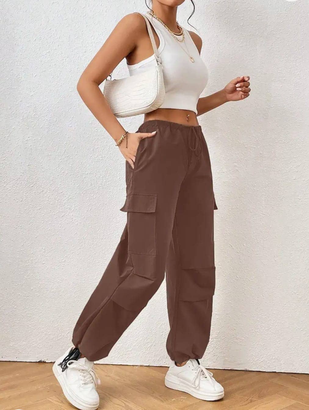 Broadstar Pack of 1 Polyester Baggy Women's Cargo Pants ( Brown ) - Trousers | Buy online on ZillyBuy