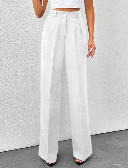 Broadstar Pack of 1 Polyester Straight Women's Casual Pants ( White ) - Trousers | Buy online on ZillyBuy