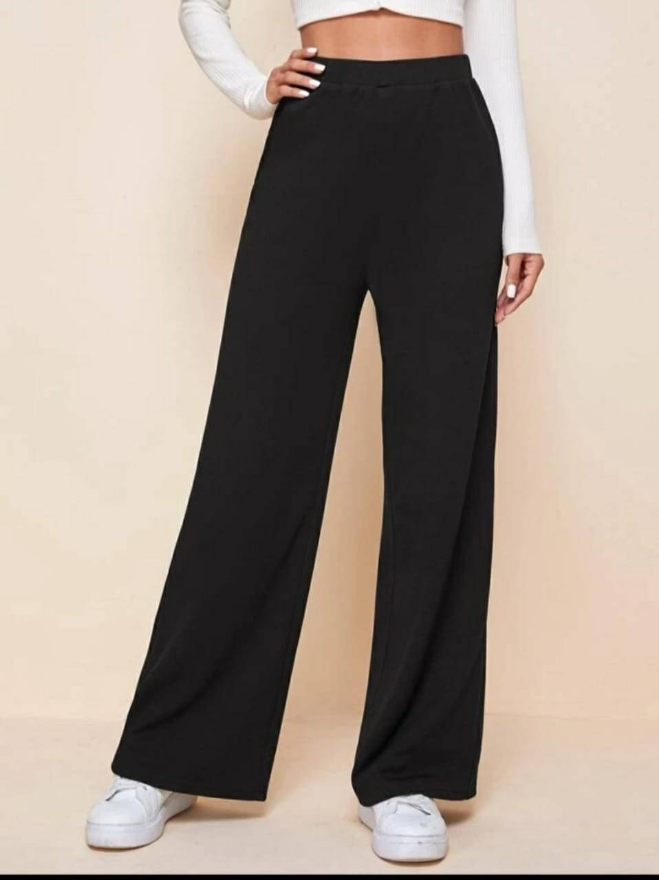     			Broadstar Pack of 1 Polyester Wide Leg Women's Casual Pants ( Black )