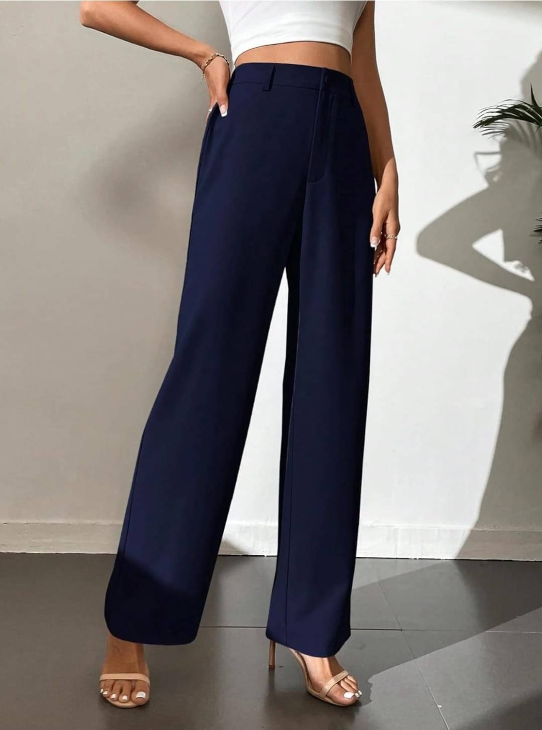     			Broadstar Pack of 1 Polyester Straight Women's Casual Pants ( Navy )