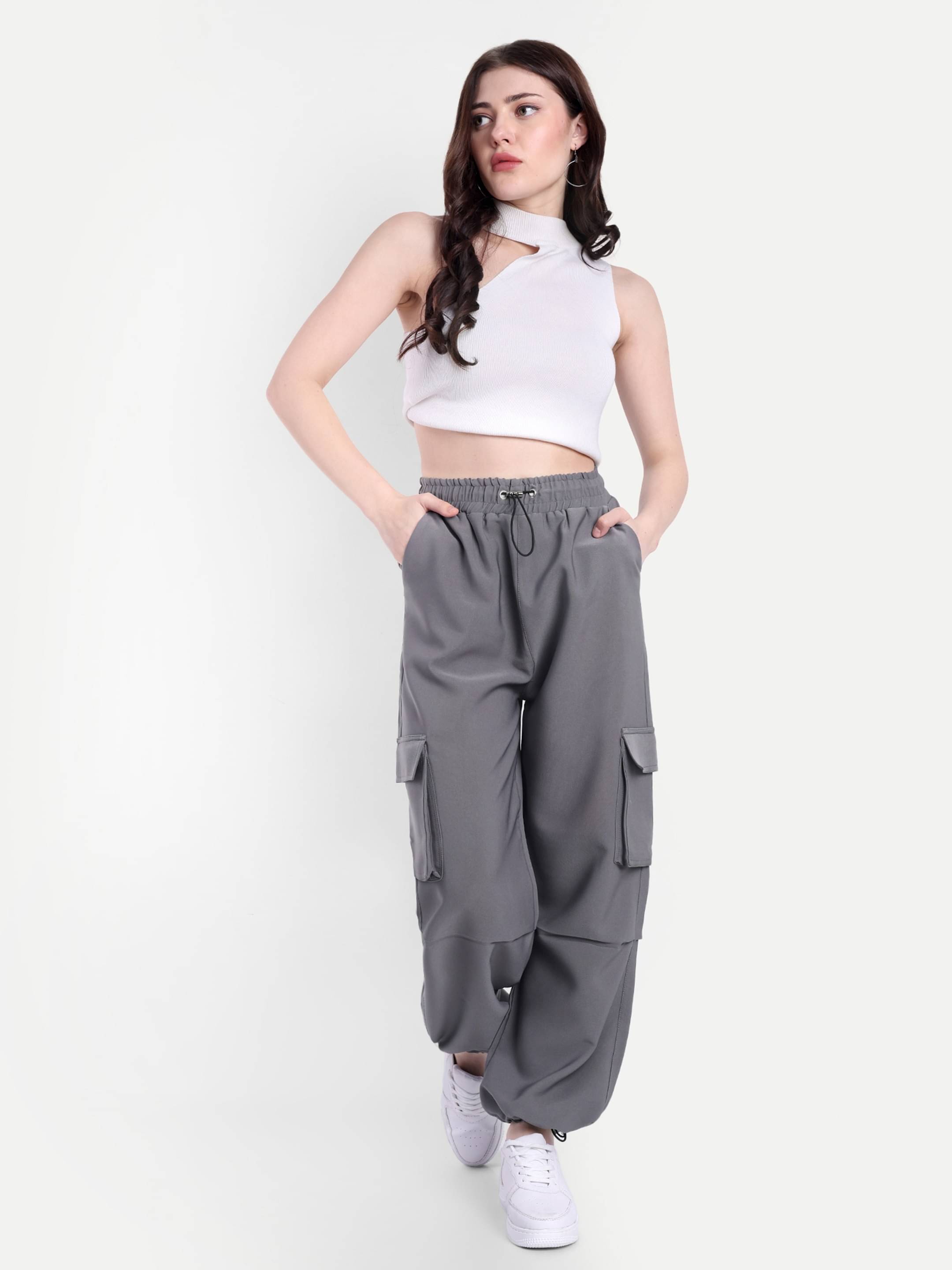     			Broadstar Pack of 1 Polyester Baggy Women's Cargo Pants ( Dark Grey )