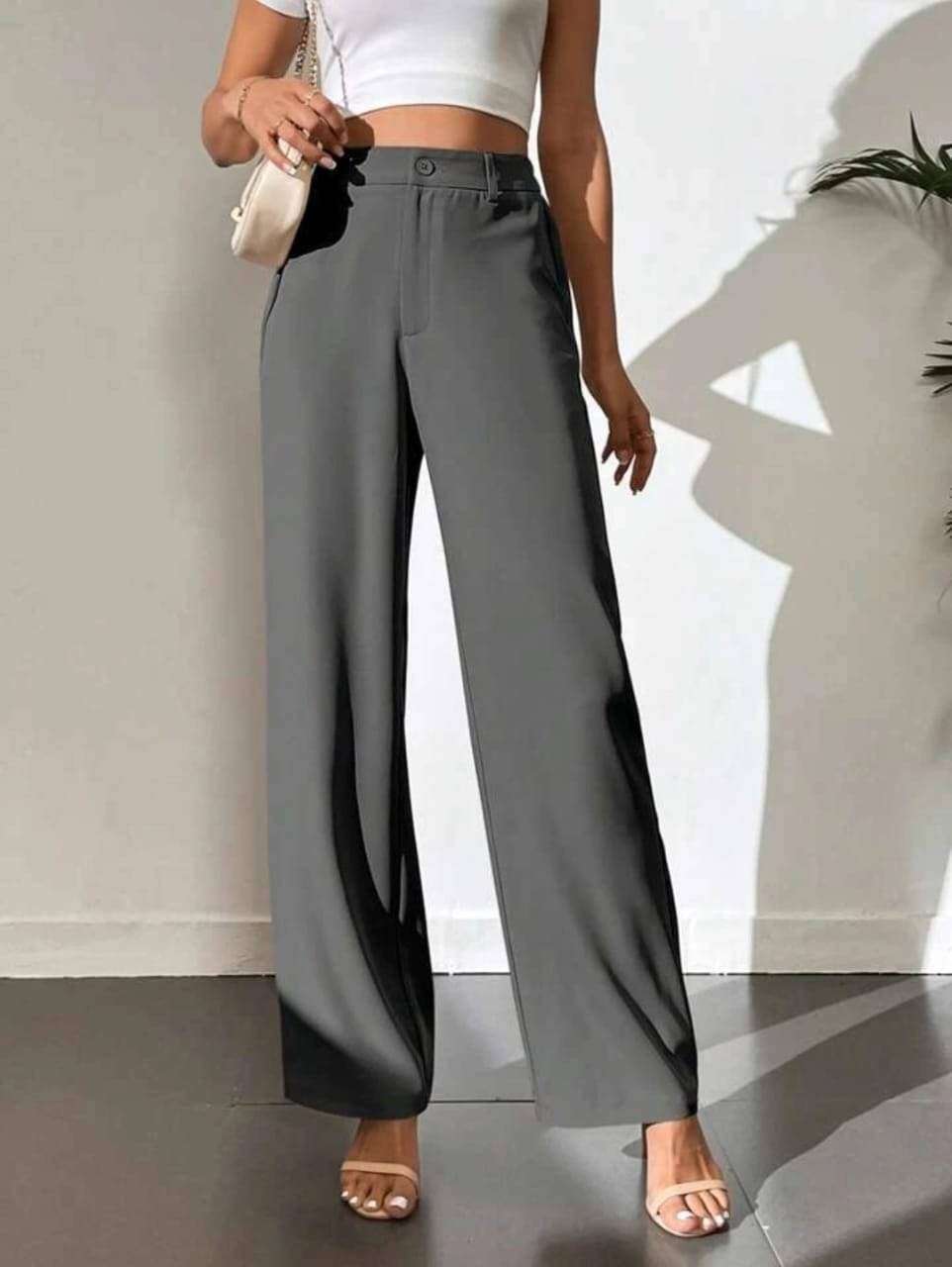     			Broadstar Pack of 1 Polyester Straight Women's Casual Pants ( Dark Grey )