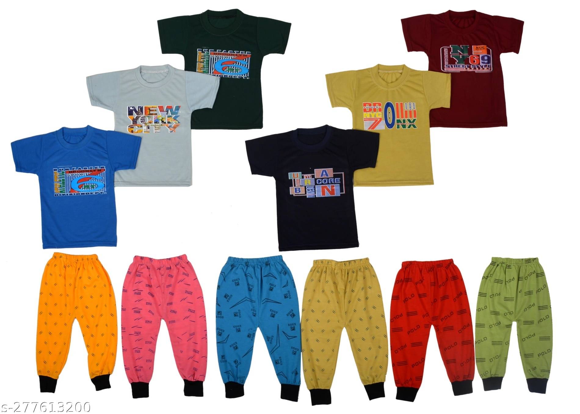 DIAMOND EXPORTER Pack of 6 Baby Boys Cotton Blend T-Shirt & Pants Set ( Multicolor ) DIAMOND EXPORTER Pack of 6 Baby Boys Cotton Blend T-Shirt & Pants Set ( Multicolor )