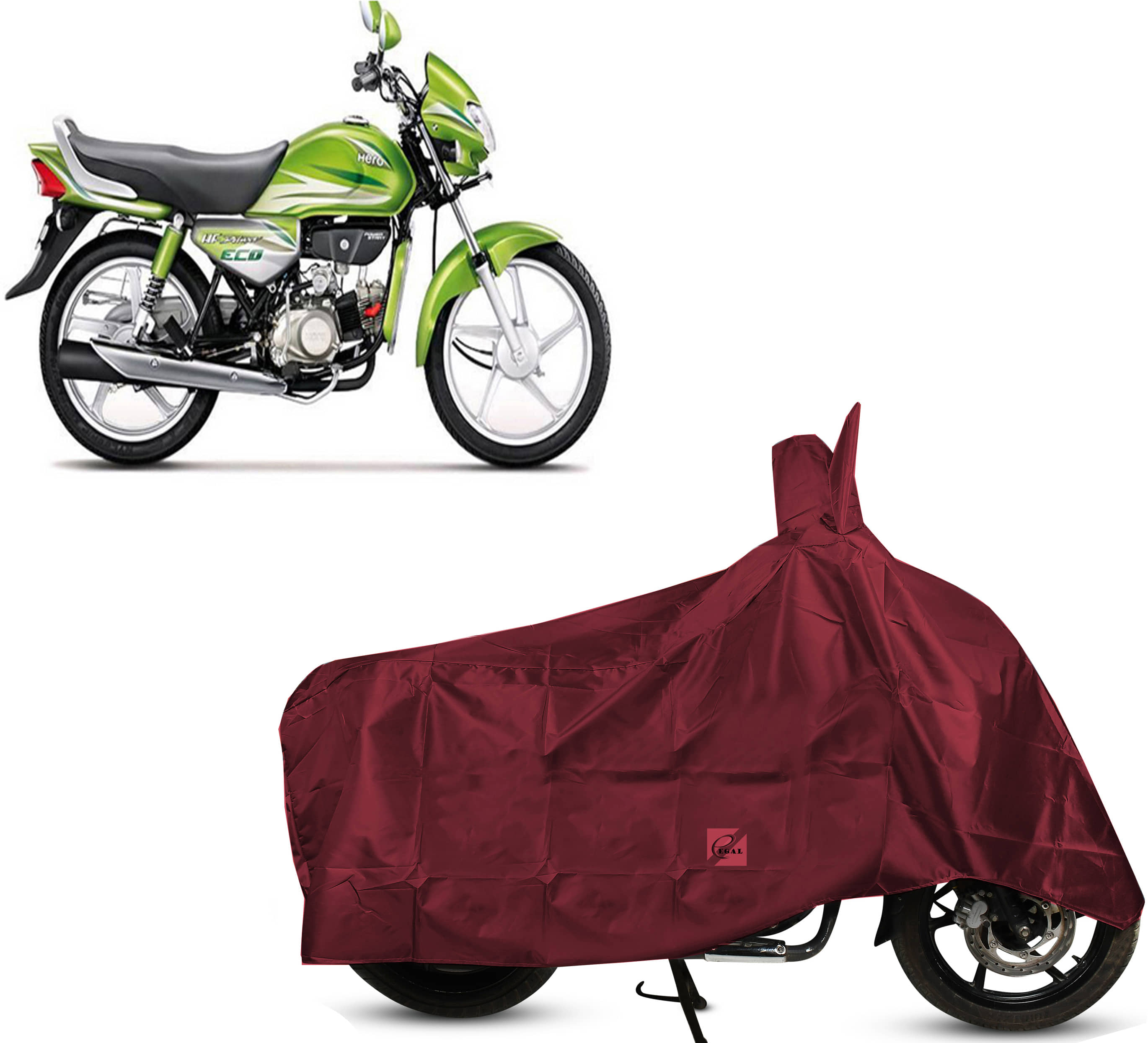 EGAL Bike Body Cover for Hero Hero HF Deluxe Eco ( Pack of 1 ) , Maroon