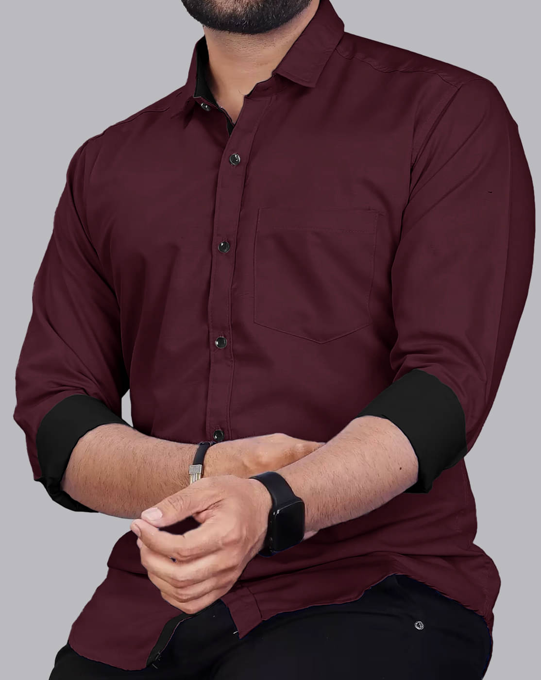     			Eyebogler Cotton Blend Regular Fit Solids Full Sleeves Men's Casual Shirt - Red ( Pack of 1 )