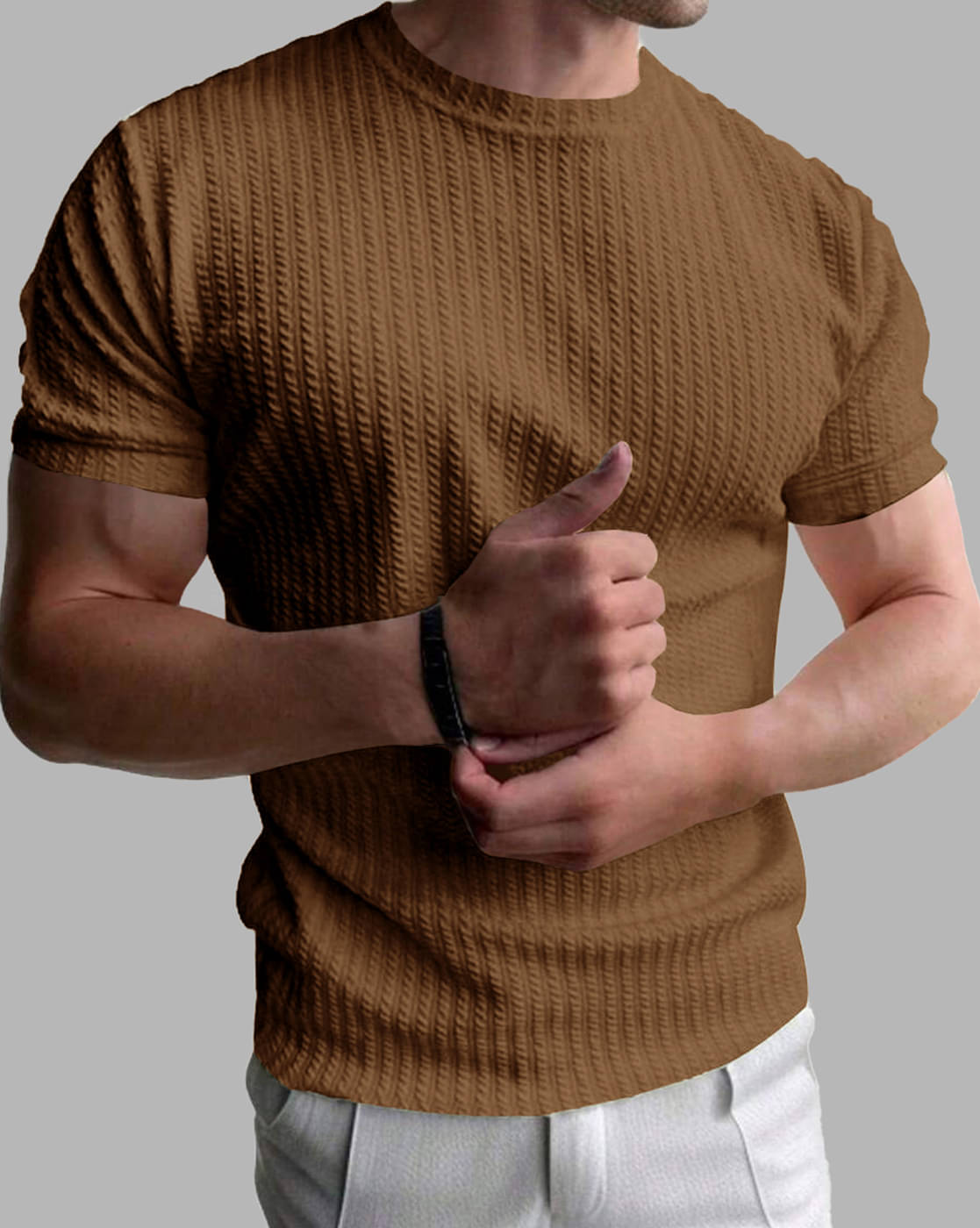     			Eyebogler Polyester Relaxed Fit Solid Half Sleeves Men's Round T-Shirt - Brown ( Pack of 1 )