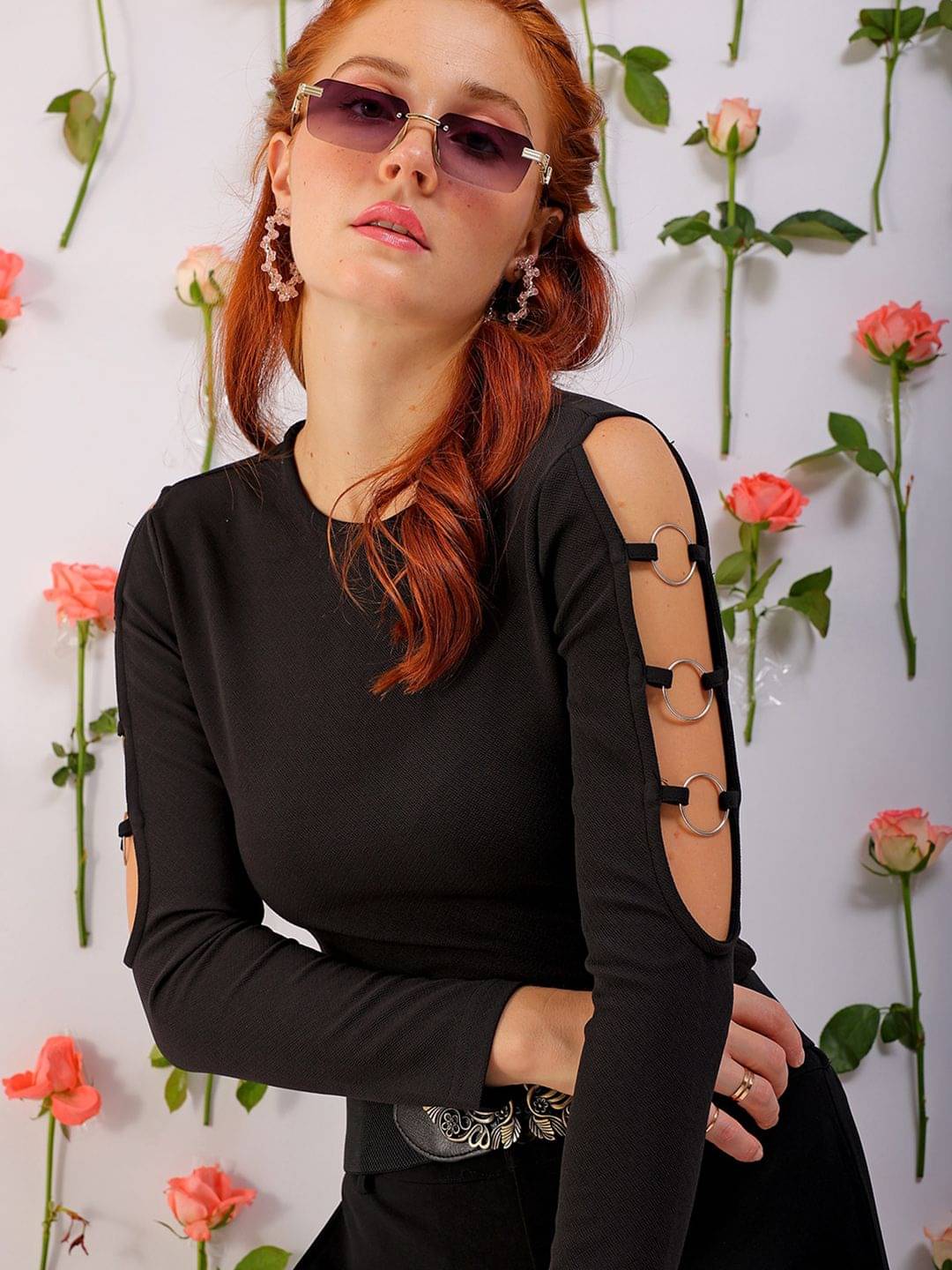 Freehand Women's Polyester Regular Top ( Black ) Freehand Women's Polyester Regular Top ( Black )