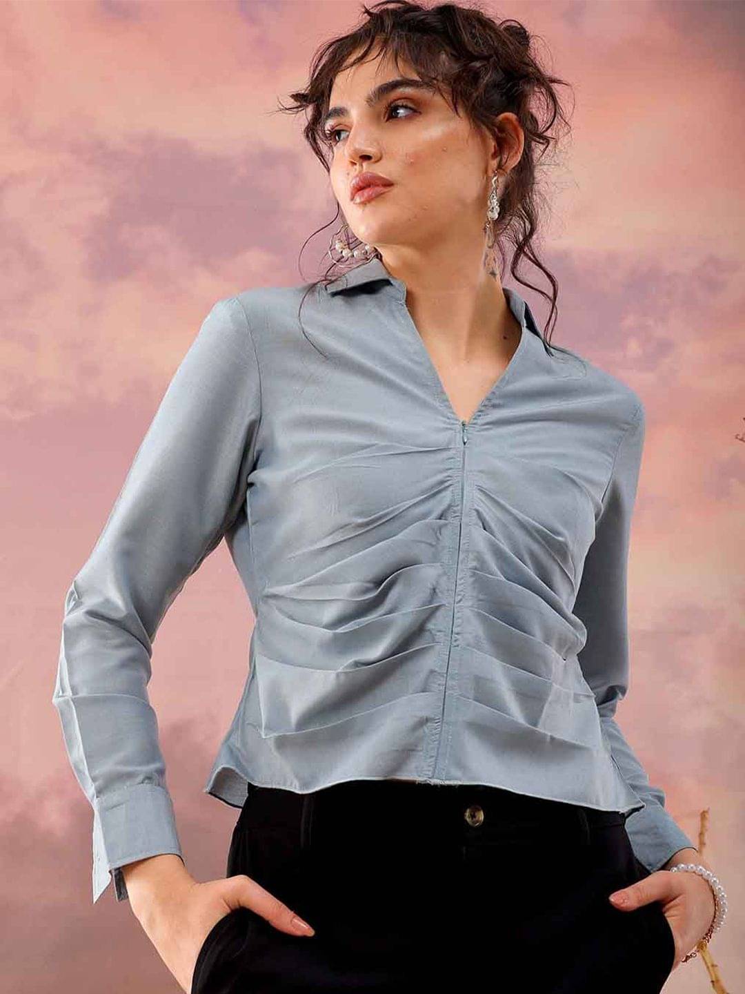 Freehand Women's Polyester Regular Top ( Blue )     			Freehand Women's Polyester Regular Top ( Blue )