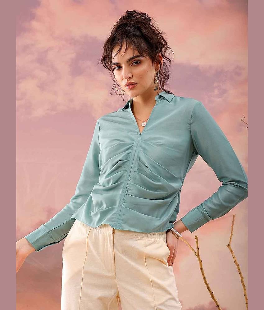 Freehand Women's Polyester Regular Top ( Green )