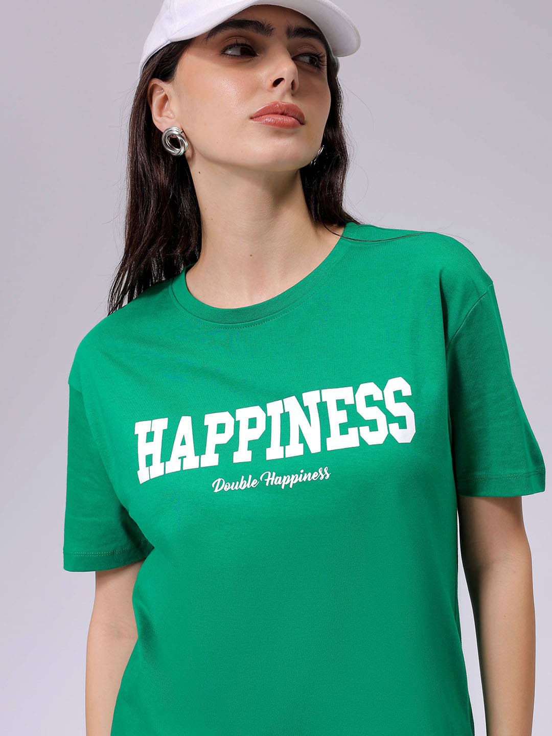 Freehand Women Cotton Printed Oversized Fit Round Neck T-Shirt ( Green ) Freehand Women Cotton Printed Oversized Fit Round Neck T-Shirt ( Green )