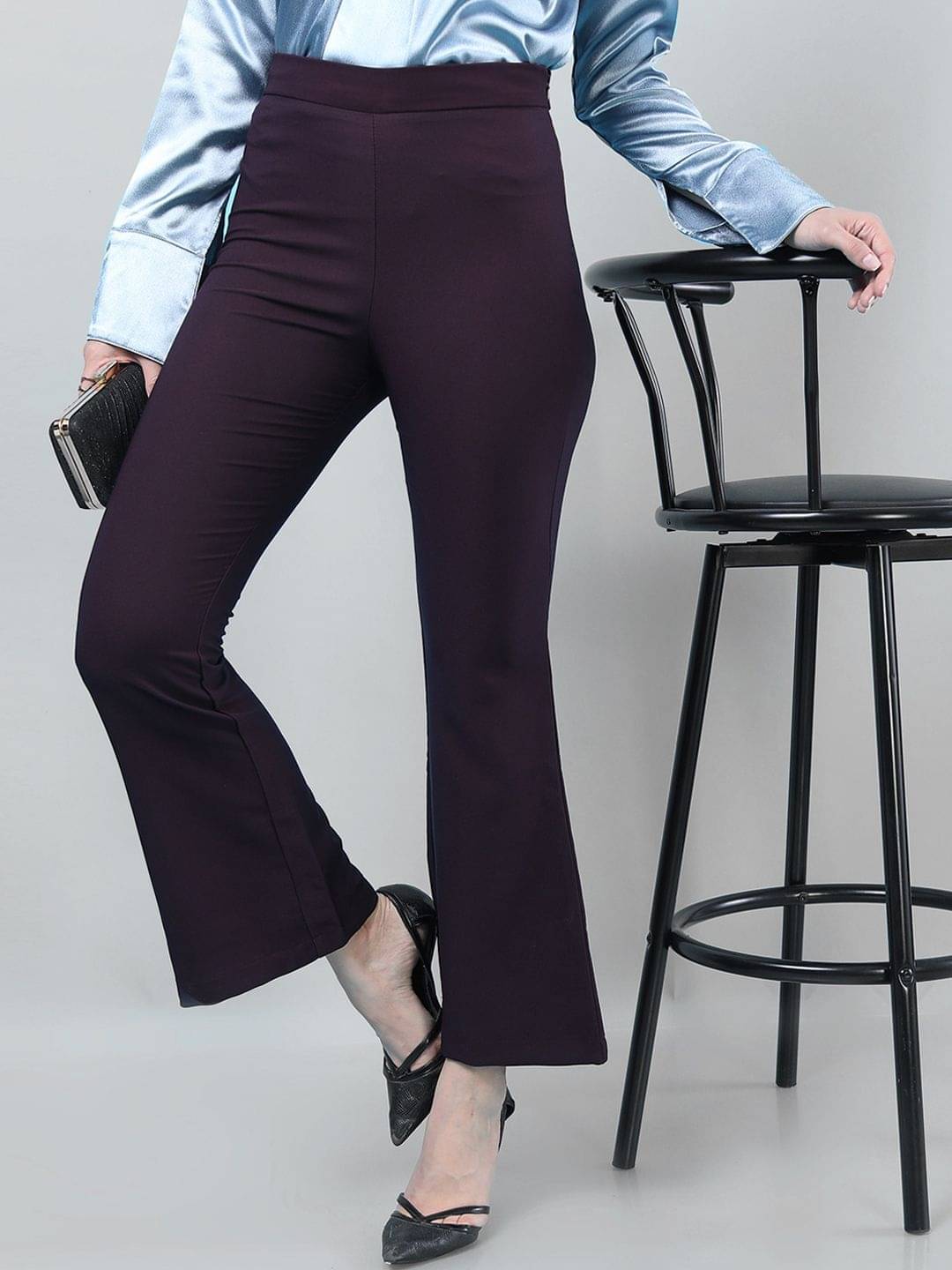     			Freehand Pack of 1 Polyester Flared Women's Casual Pants ( Burgundy )