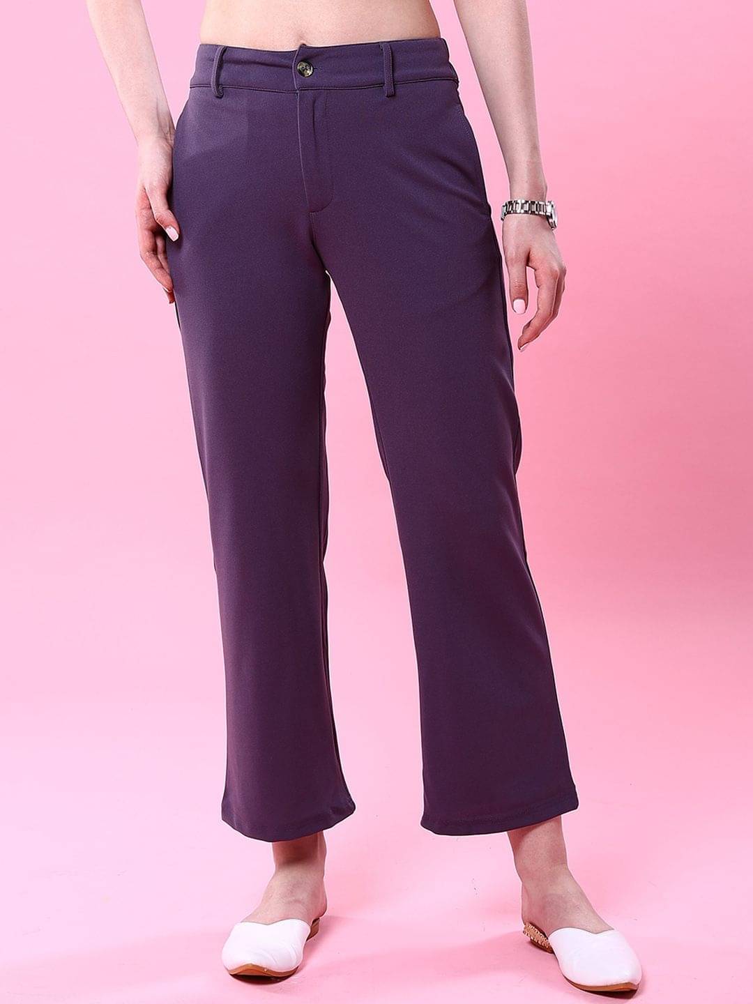     			Freehand Pack of 1 Polyester Regular Women's Casual Pants ( Purple )