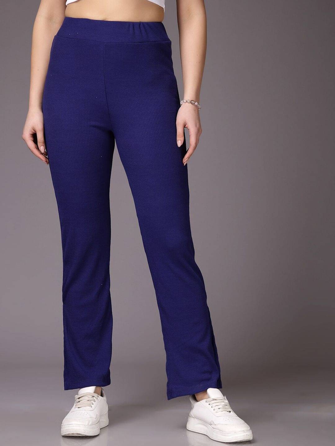     			Freehand Pack of 1 Polyester Flared Women's Casual Pants ( Blue )