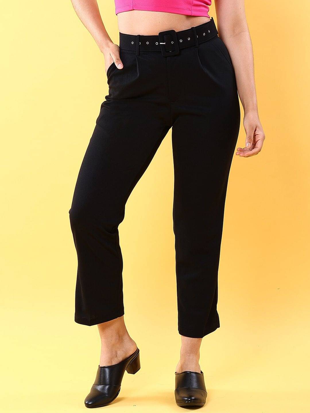     			Freehand Pack of 1 Polyester Tapered Women's Casual Pants ( Black )