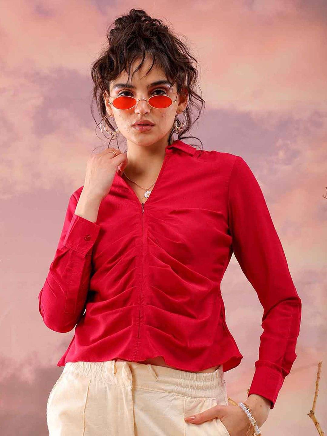     			Freehand Women's Polyester Regular Top ( Pink )