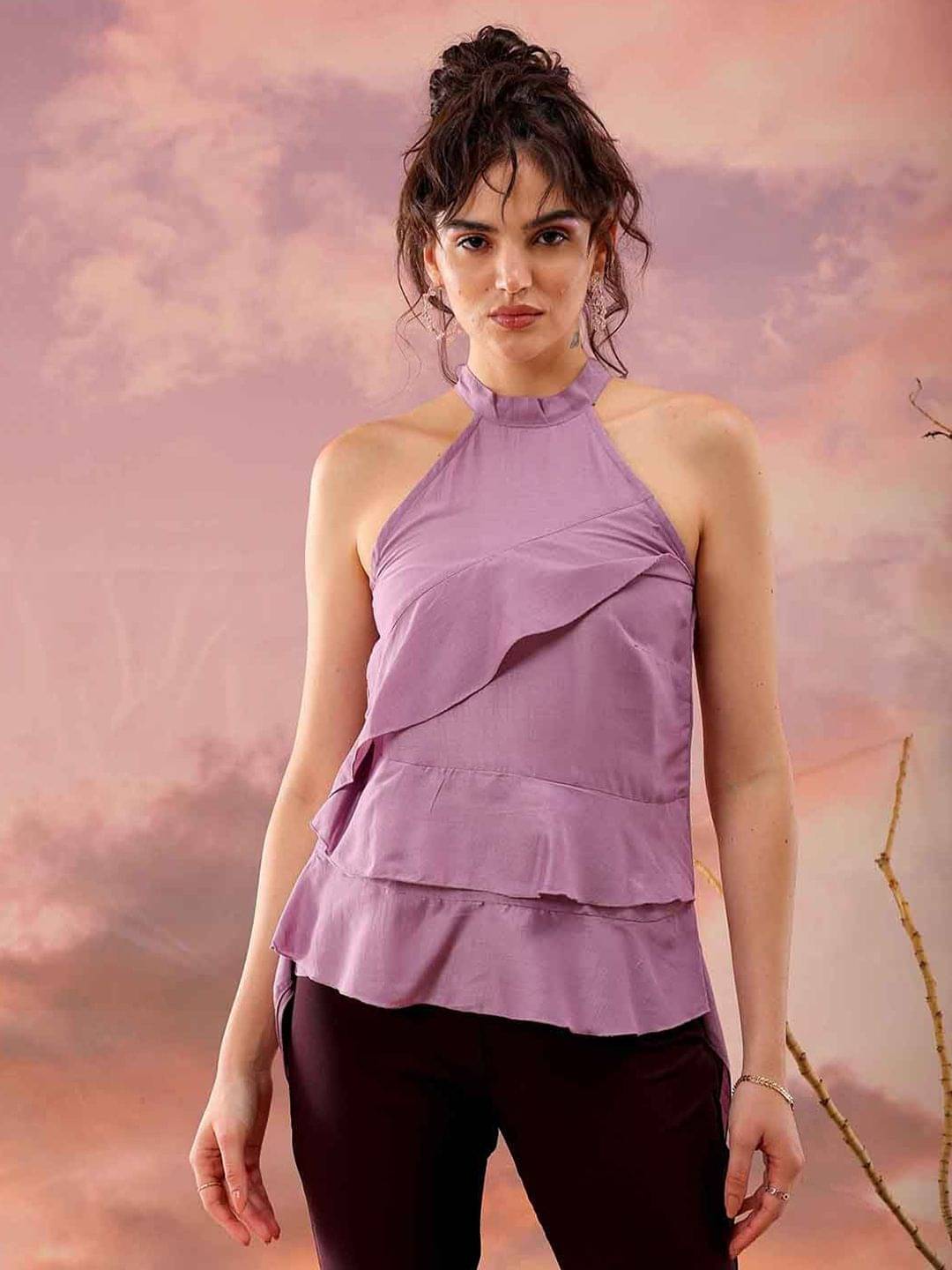 Freehand Women's Polyester Regular Top ( Purple ) Freehand Women's Polyester Regular Top ( Purple )