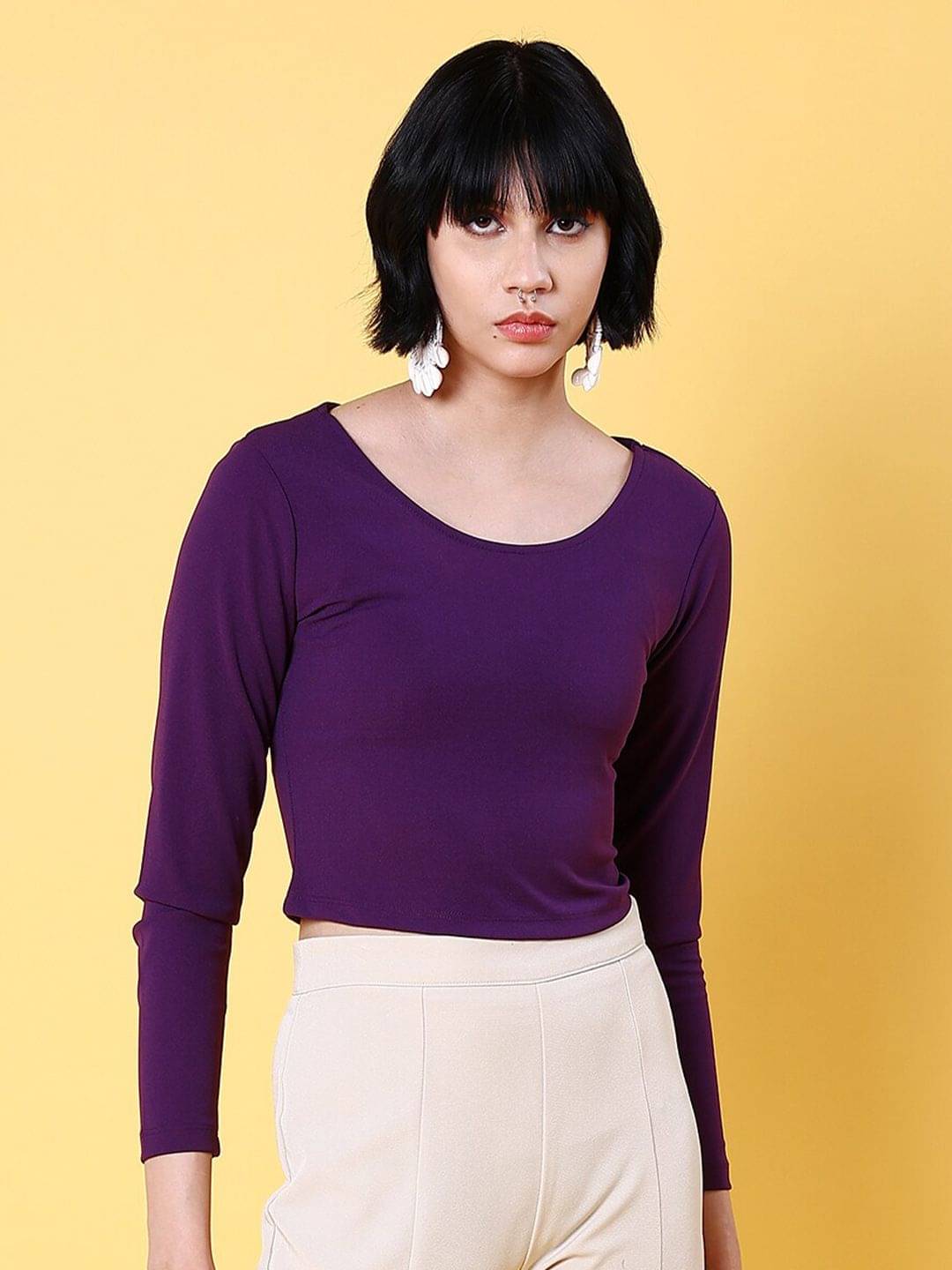 Freehand Women's Polyester Regular Top ( Purple )     			Freehand Women's Polyester Regular Top ( Purple )