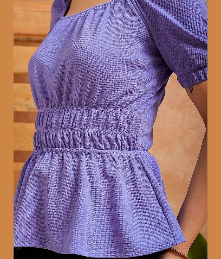 Freehand Women's Polyester Peplum Top ( Purple )