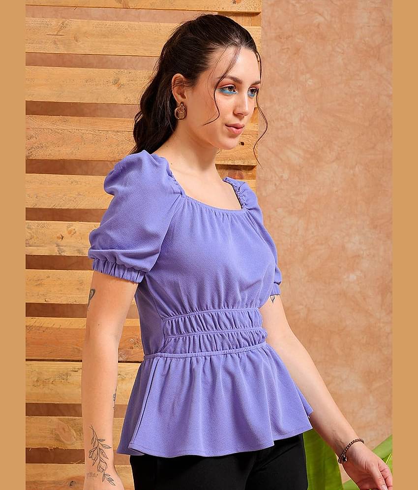 Freehand Women's Polyester Peplum Top ( Purple )