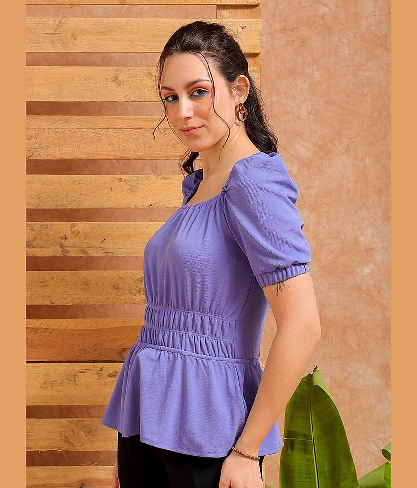 Freehand Women's Polyester Peplum Top ( Purple )