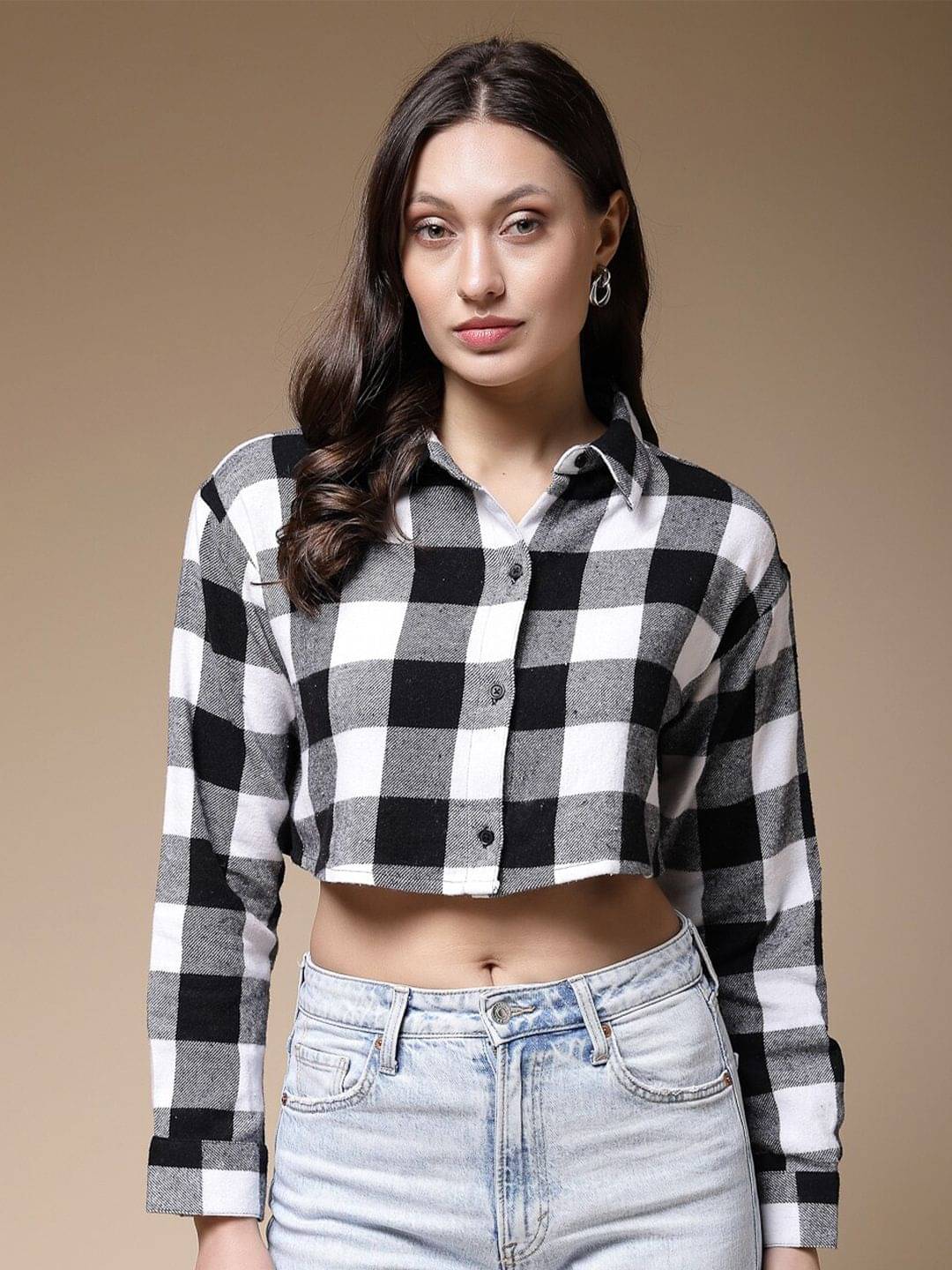     			Freehand Women Checks Cotton Shirt ( White )
