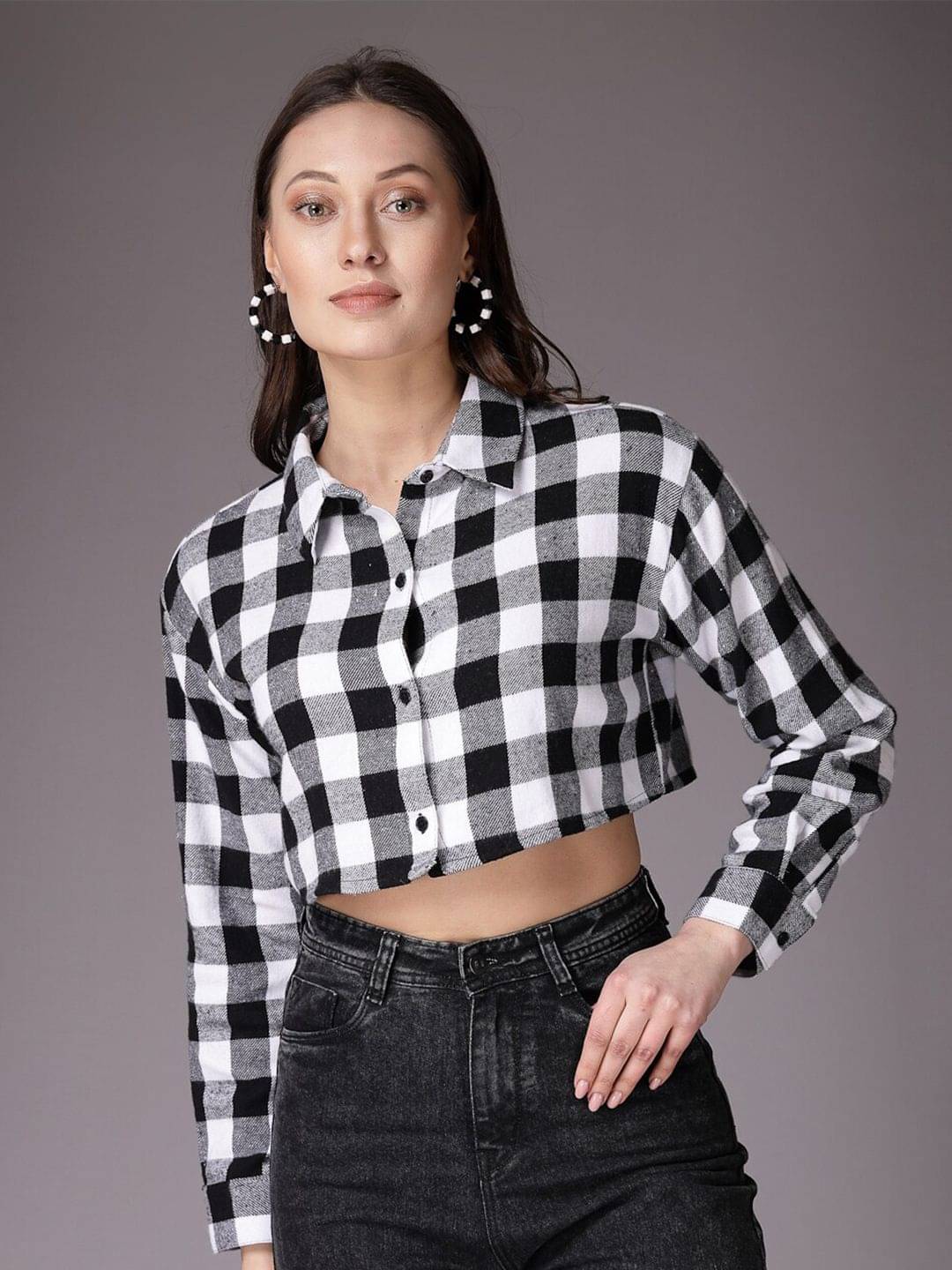     			Freehand Women Checks Cotton Shirt ( White )