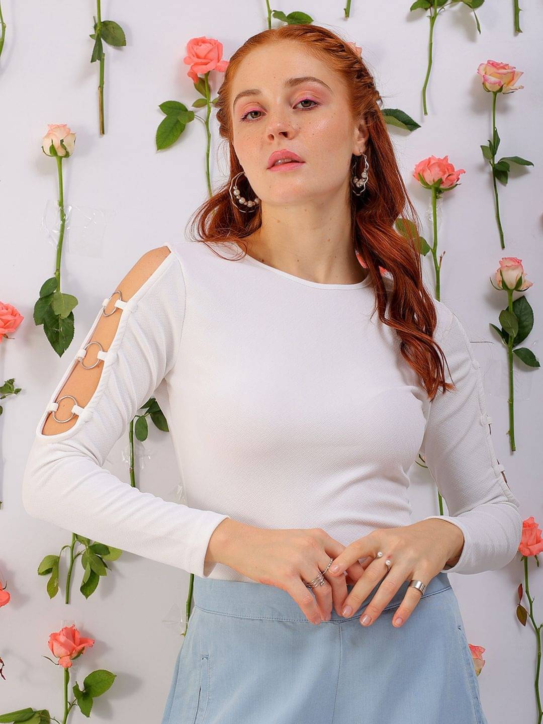     			Freehand Women's Polyester Regular Top ( White )