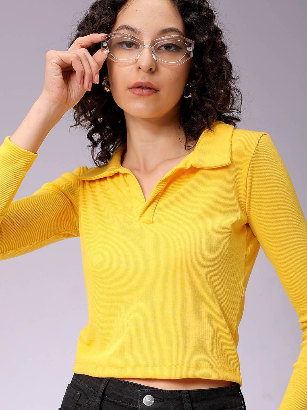     			Freehand Women's Polyester Crop Top ( Yellow )