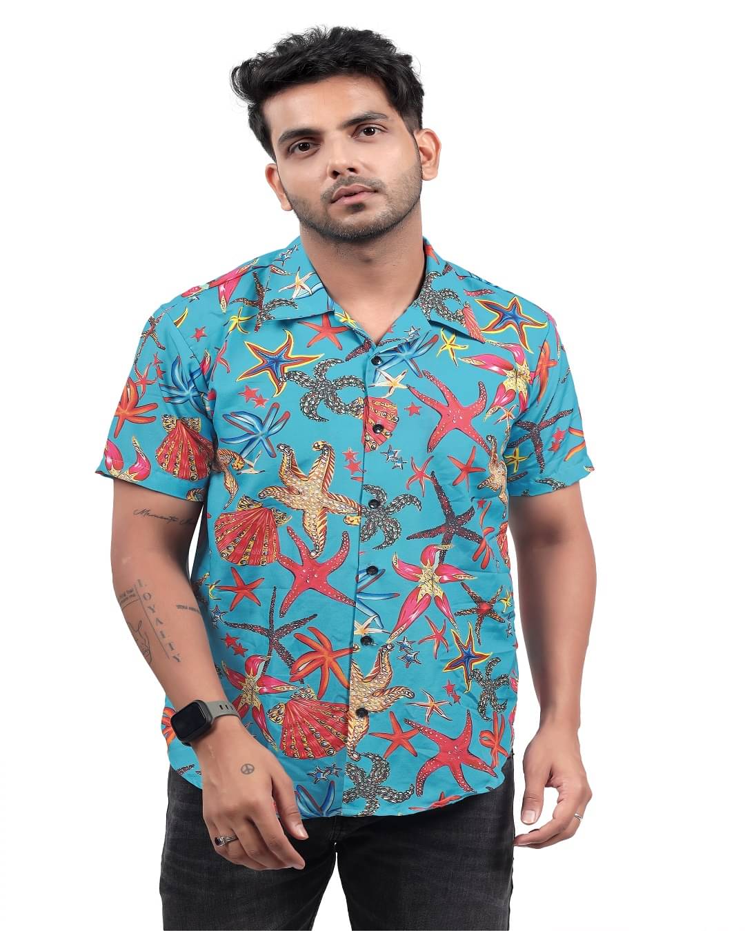     			HARPITA Rayon Regular Fit Printed Half Sleeves Men's Casual Shirt - Blue ( Pack of 1 )