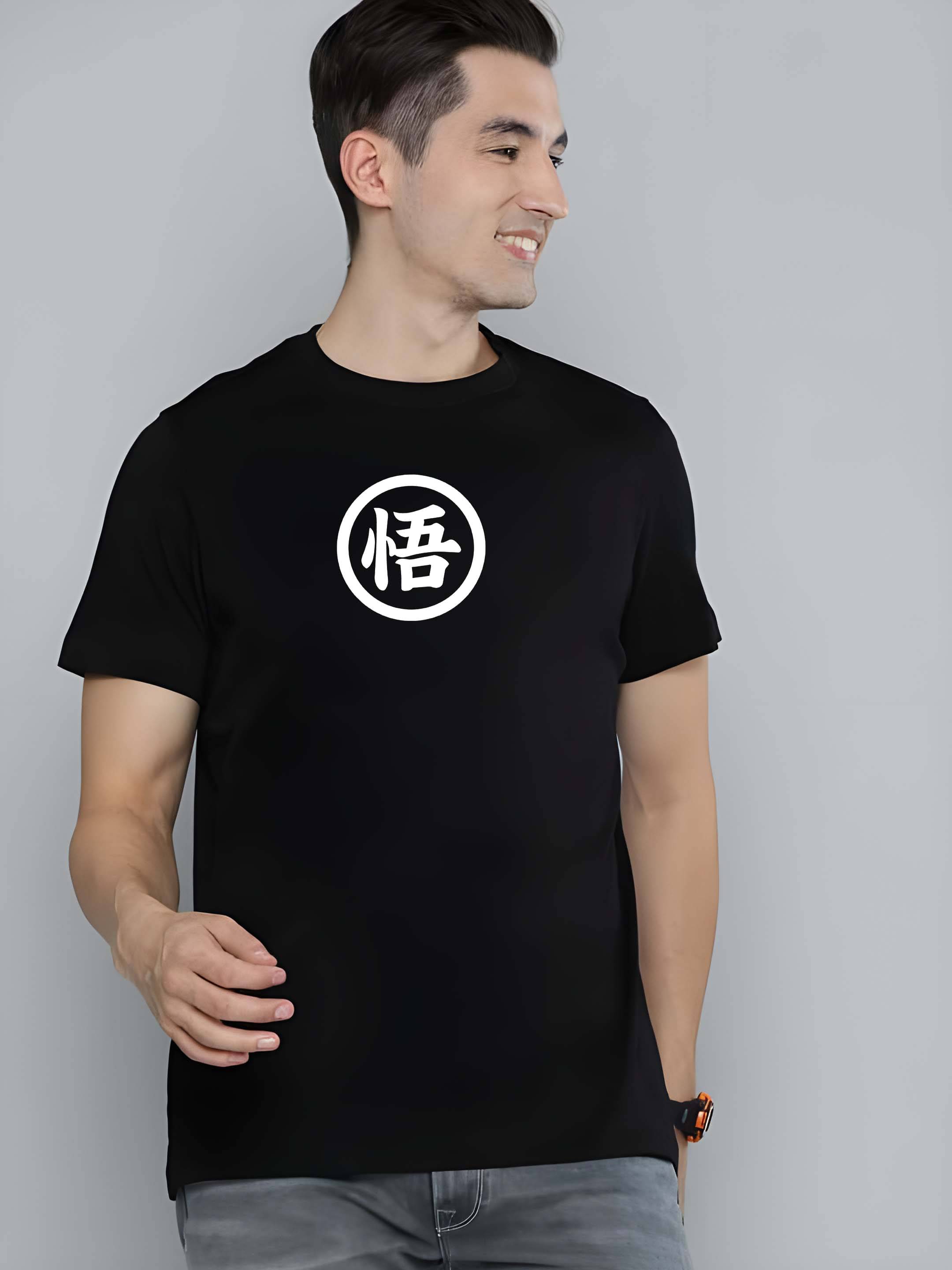     			Kaido Cotton Blend Regular Fit Printed Half Sleeves Men's Round T-Shirt - Black ( Pack of 1 )