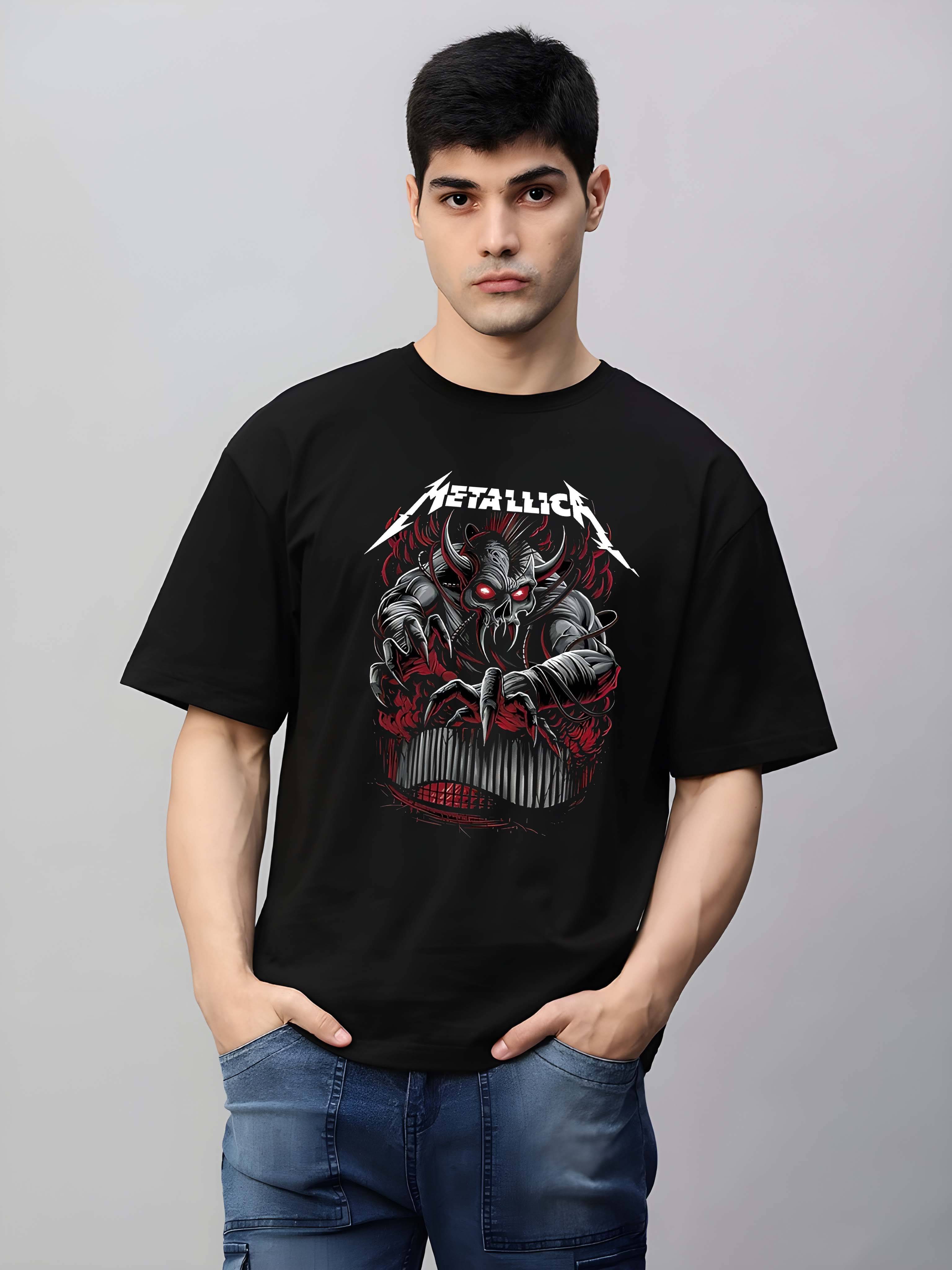 Kaido Cotton Oversized Fit Self Design Half Sleeves Men's Round T-Shirt - Black ( Pack of 1 )     			Kaido Cotton Oversized Fit Self Design Half Sleeves Men's Round T-Shirt - Black ( Pack of 1 )